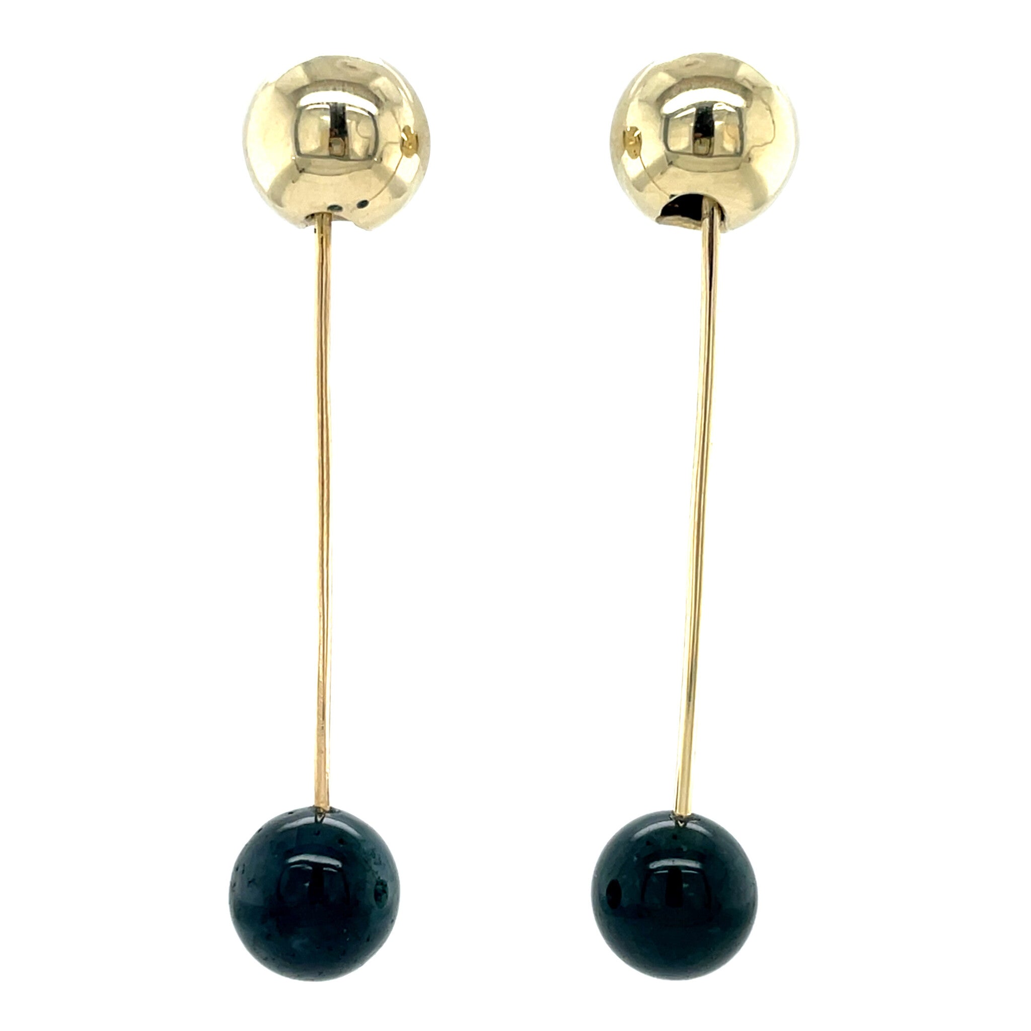 Ear studs with moss agate 12 karat