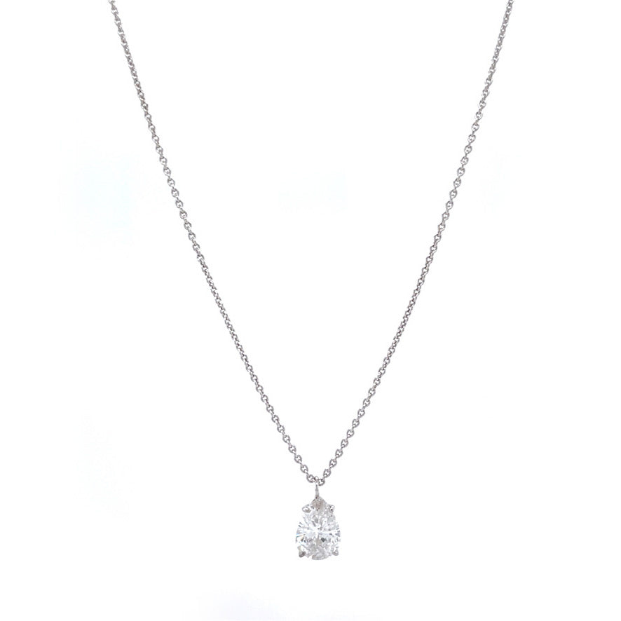 White gold necklace with diamond pendant 14 karat