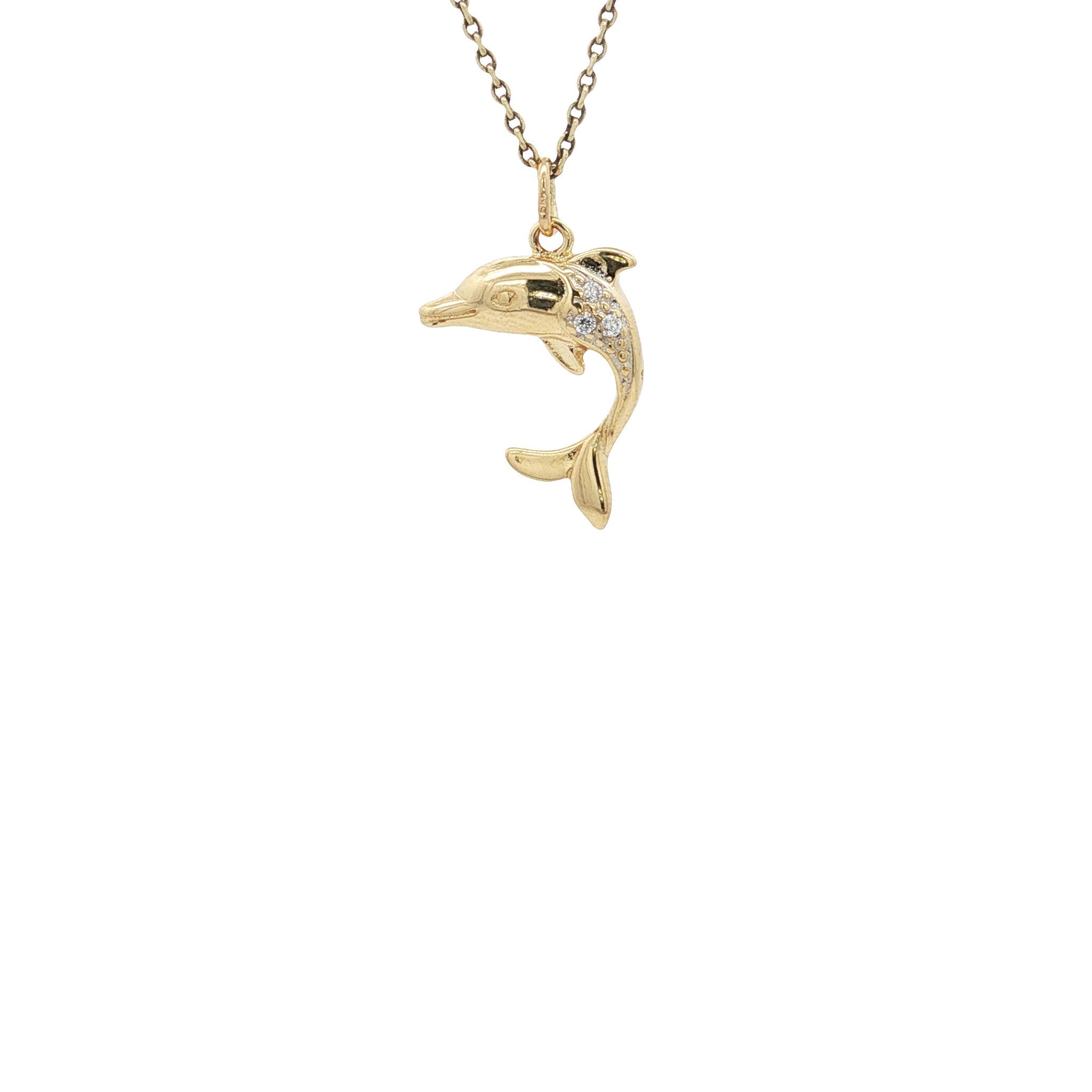 Gold dolphin pendant 14 karat