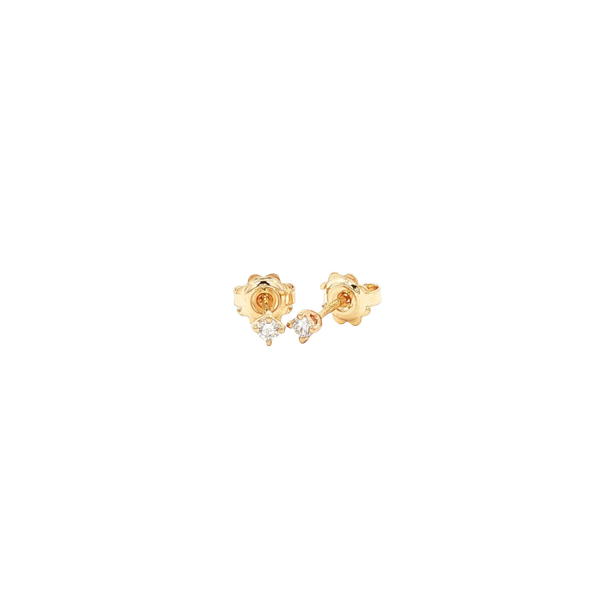 Golden solitaire stud earrings with diamond 14 karat*new