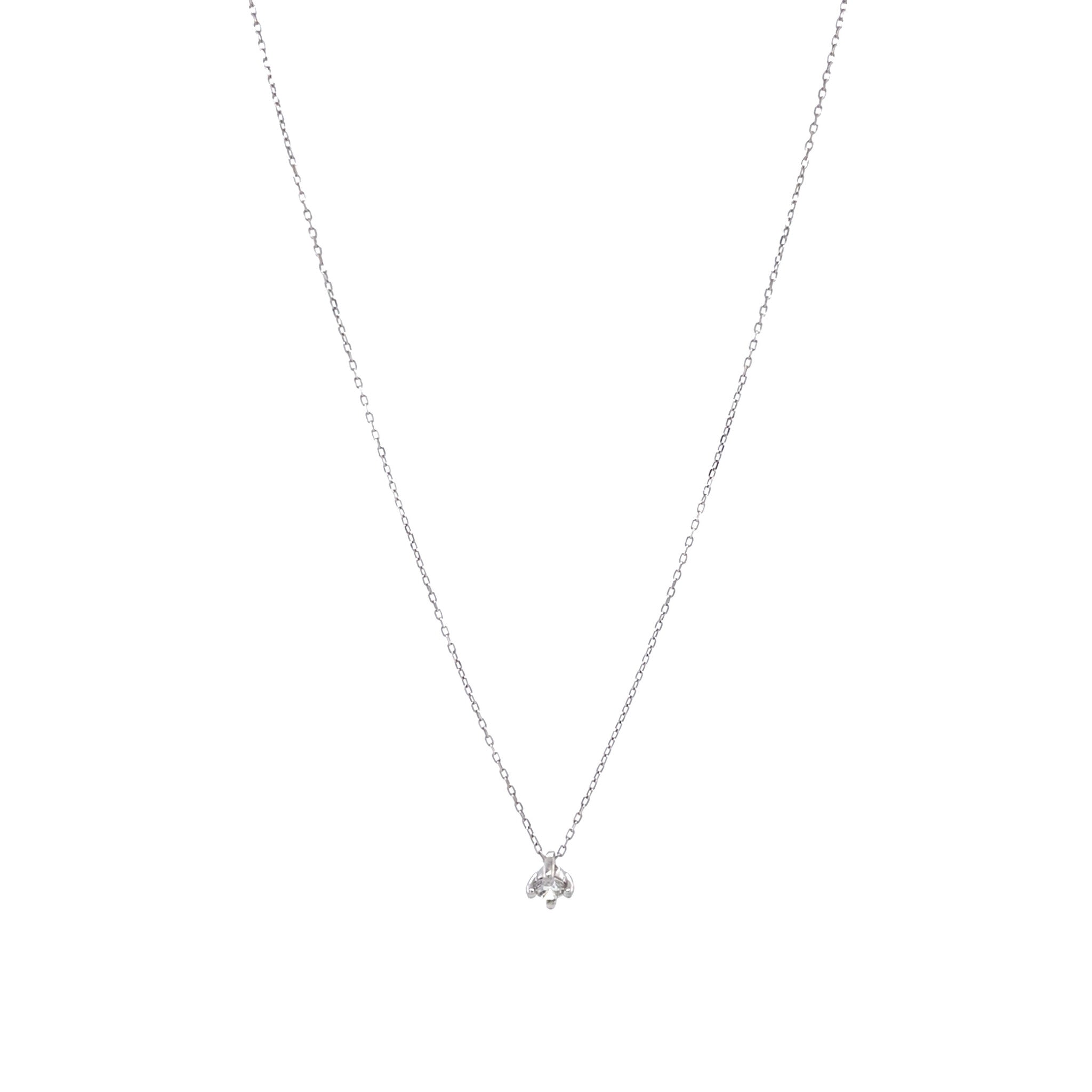 White-gold solitaire necklace with diamond 14 kt