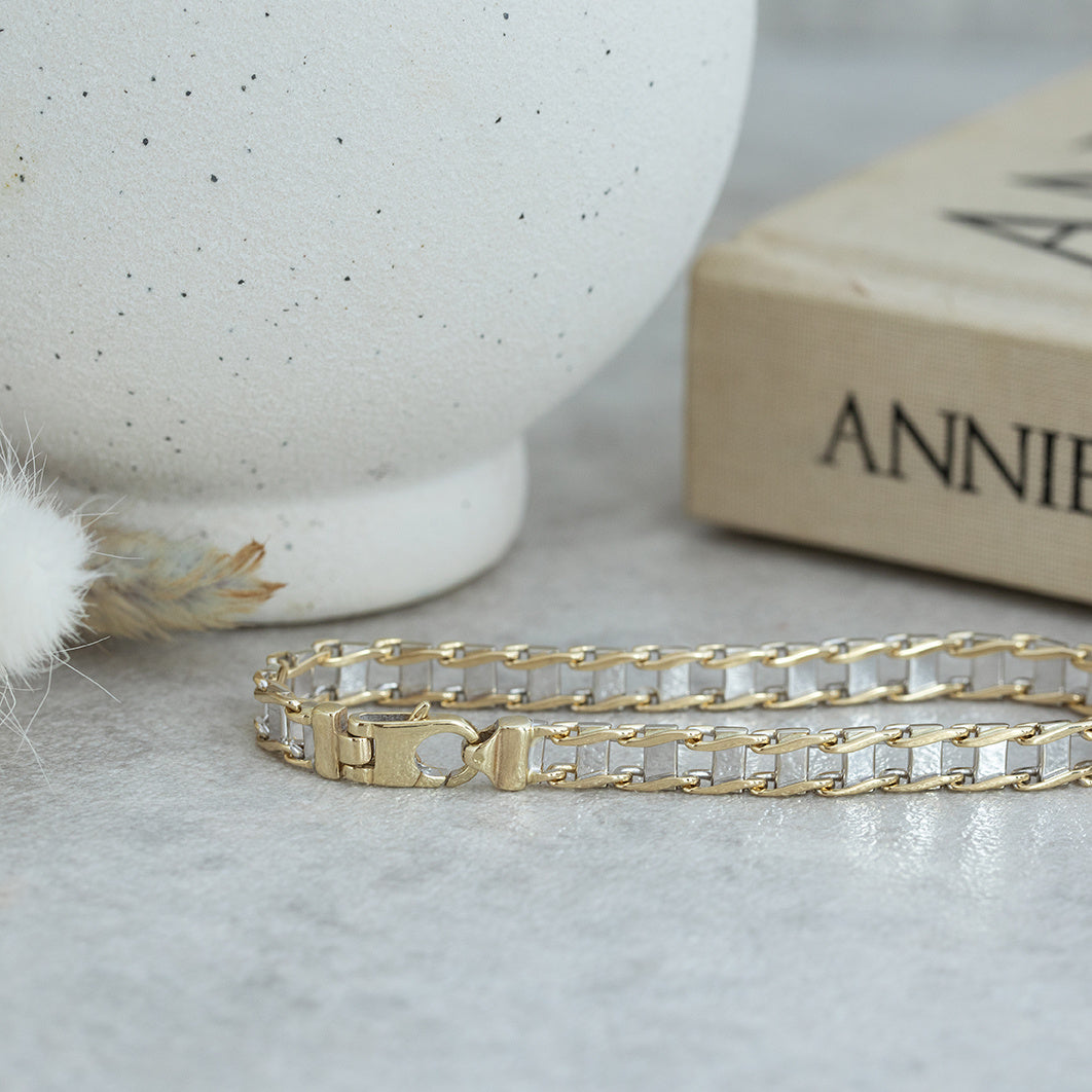 Bicolour gold bracelet 19 cm 14 karat