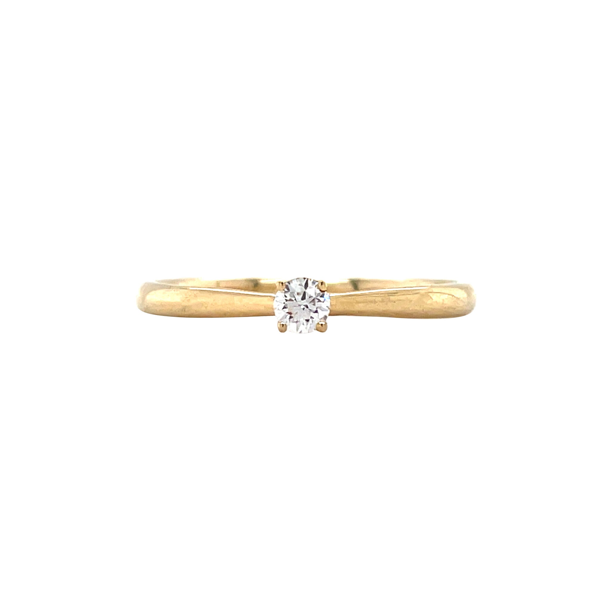 Gold solitaire ring with diamond 14 kt