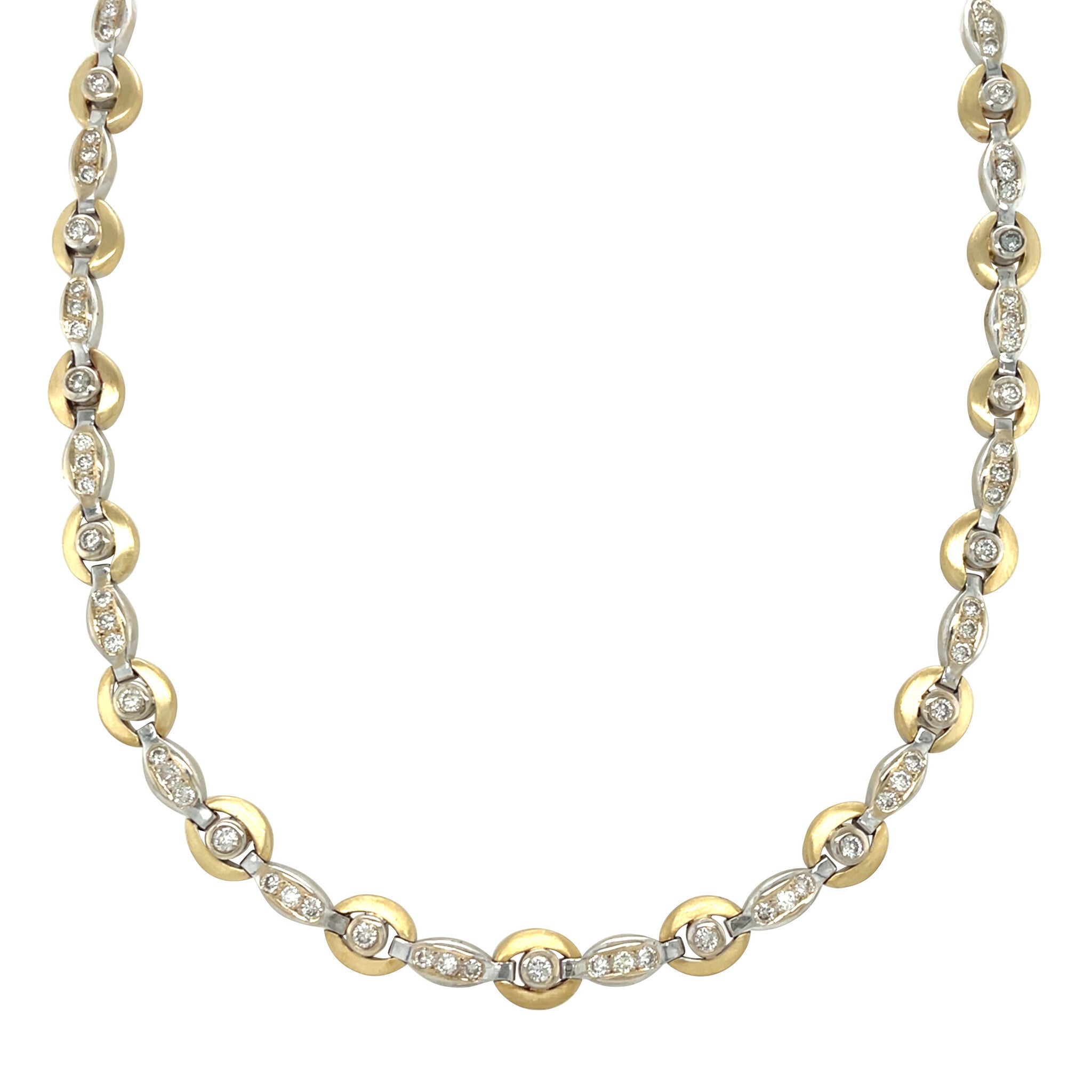 Bicolour gold choker with diamond 44 cm 18 kt