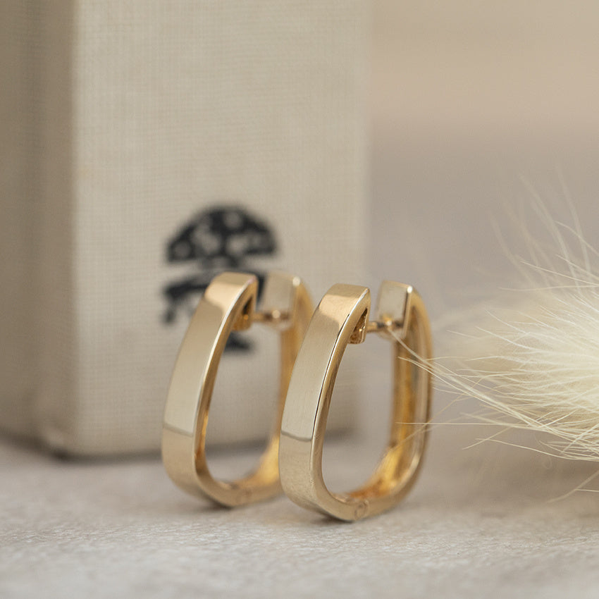 Gold hinged hoop earrings 14 karat