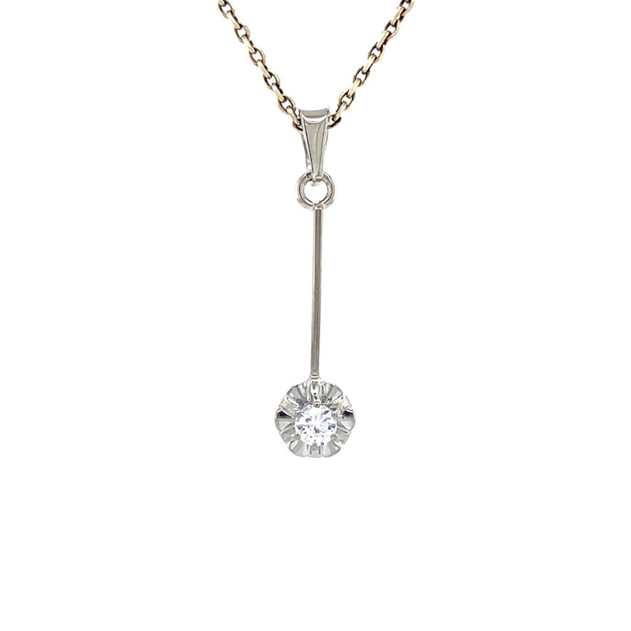White gold pendant with diamond 14 kt