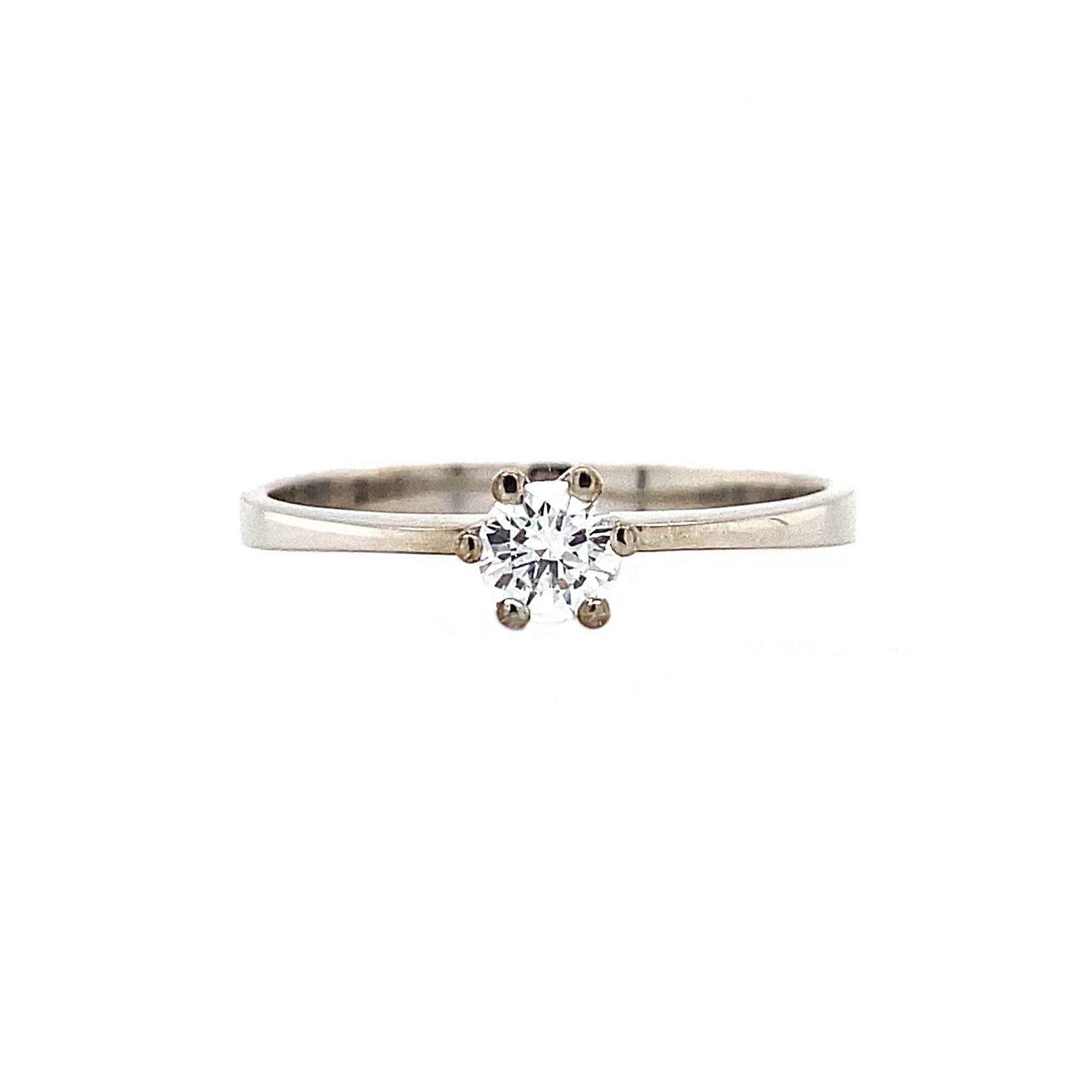 White gold solitaire ring with diamond 14 kt