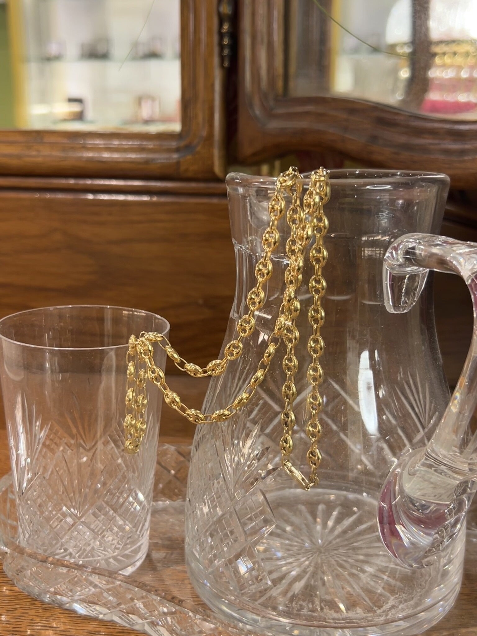 Gold coffee bean necklace 60 cm 14 kt