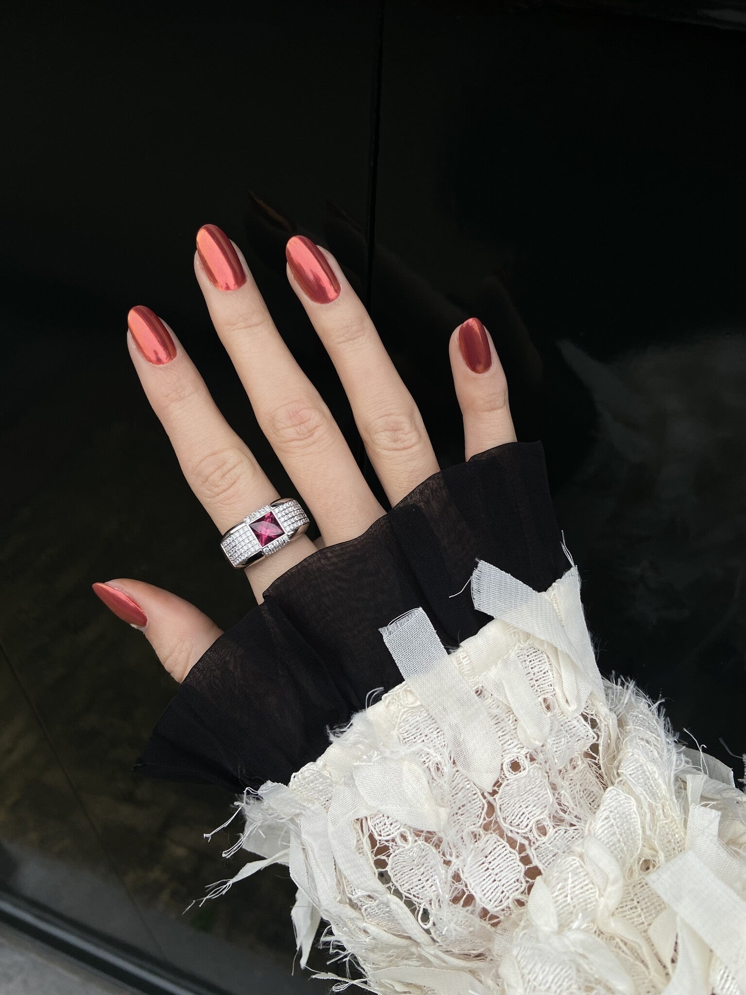 White-gold ring with tourmaline and diamond by Tirisi 18 karat