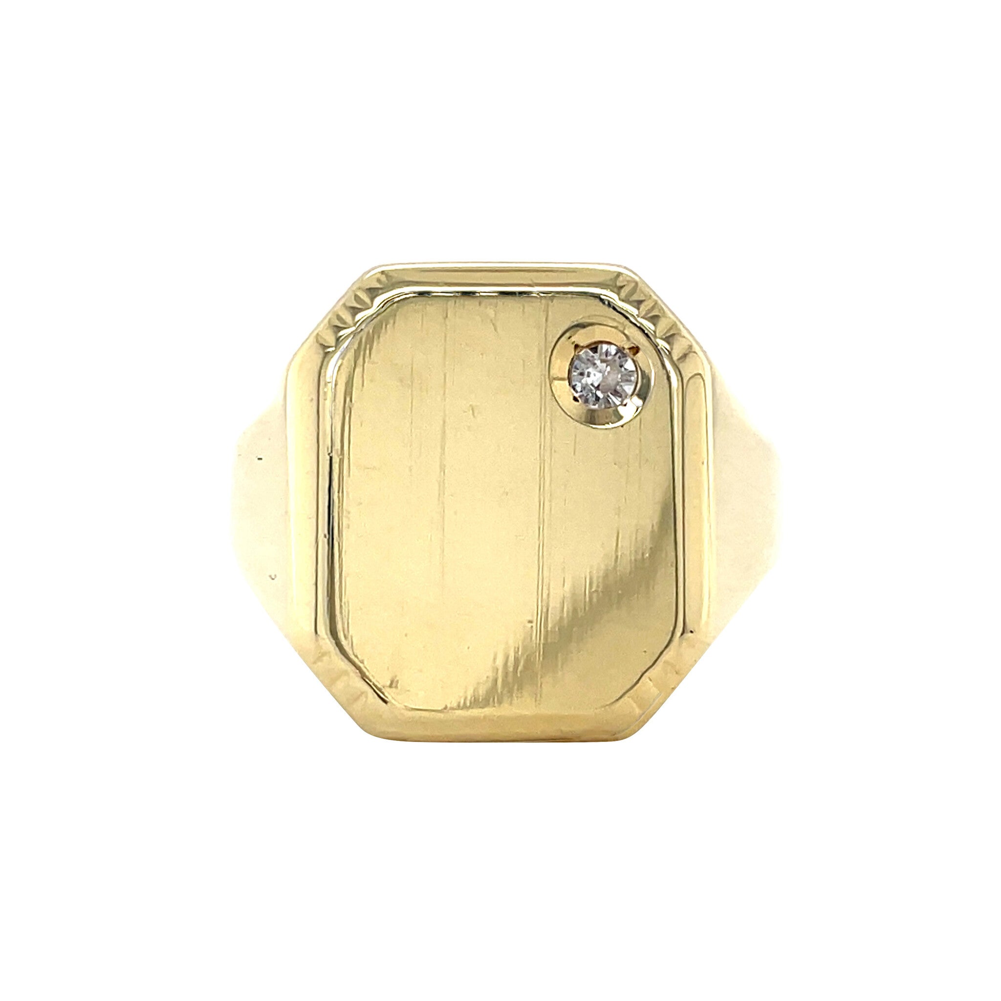 Gold signet ring with zirconia 14 karat
