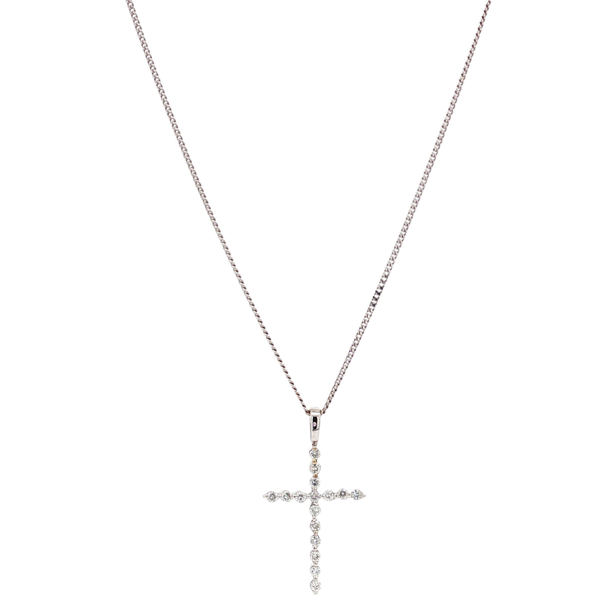 White gold necklace with cross pendant 40.5 cm 14 karat