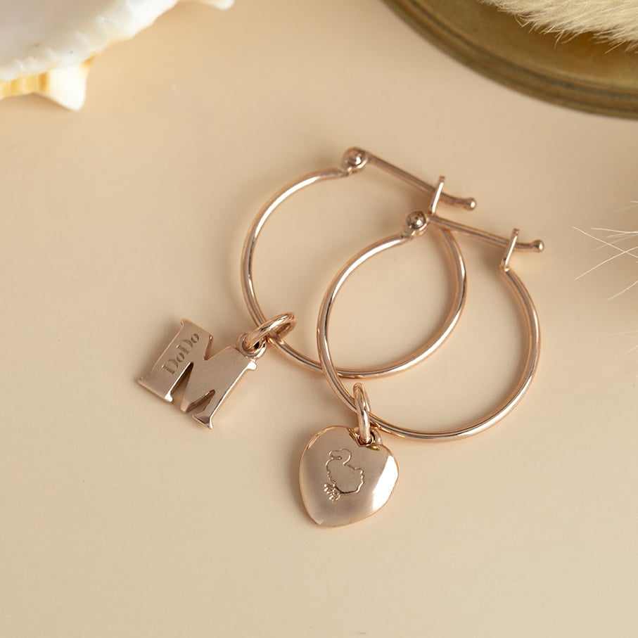 Rose earrings with pendant 9 karat