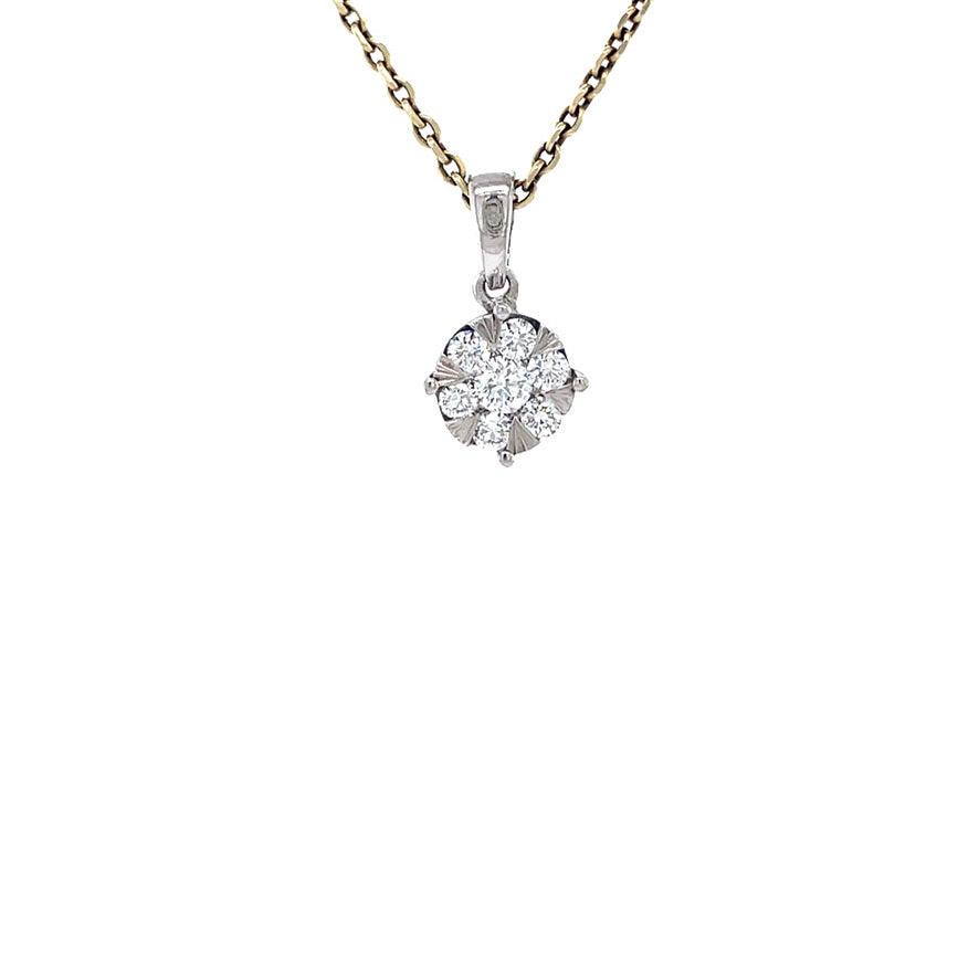 White gold entourage pendant with diamond 14 karat