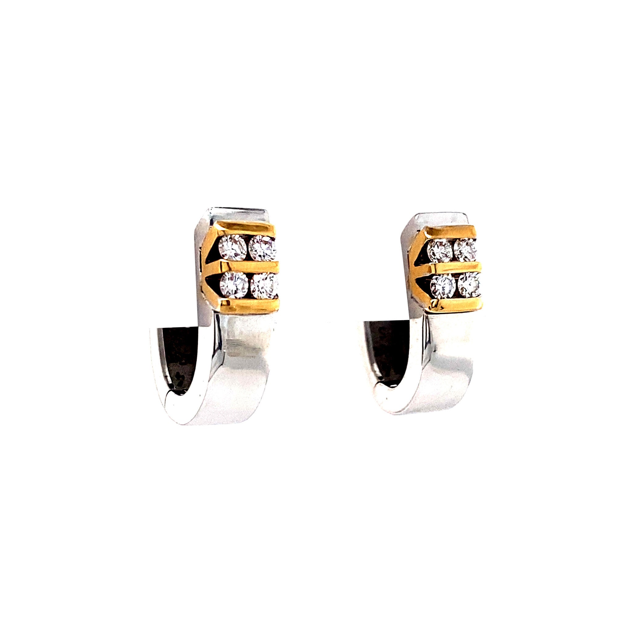 White gold hinged hoop earrings with diamond 18 karat