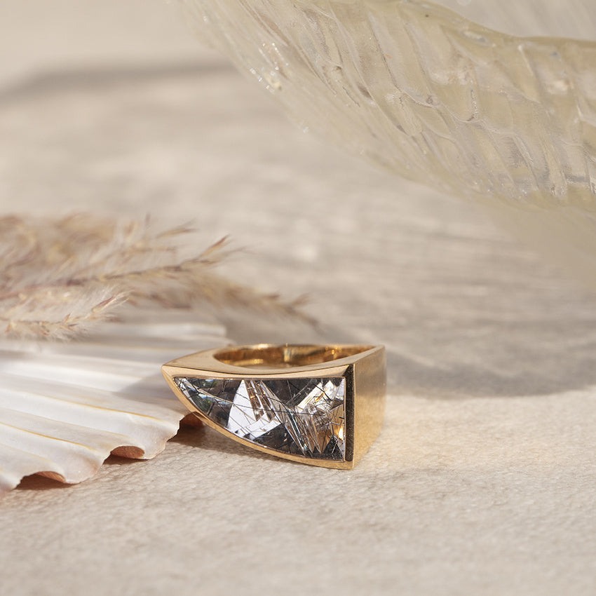 Rose-gold ring with tourmaline quartz 18 kt* new