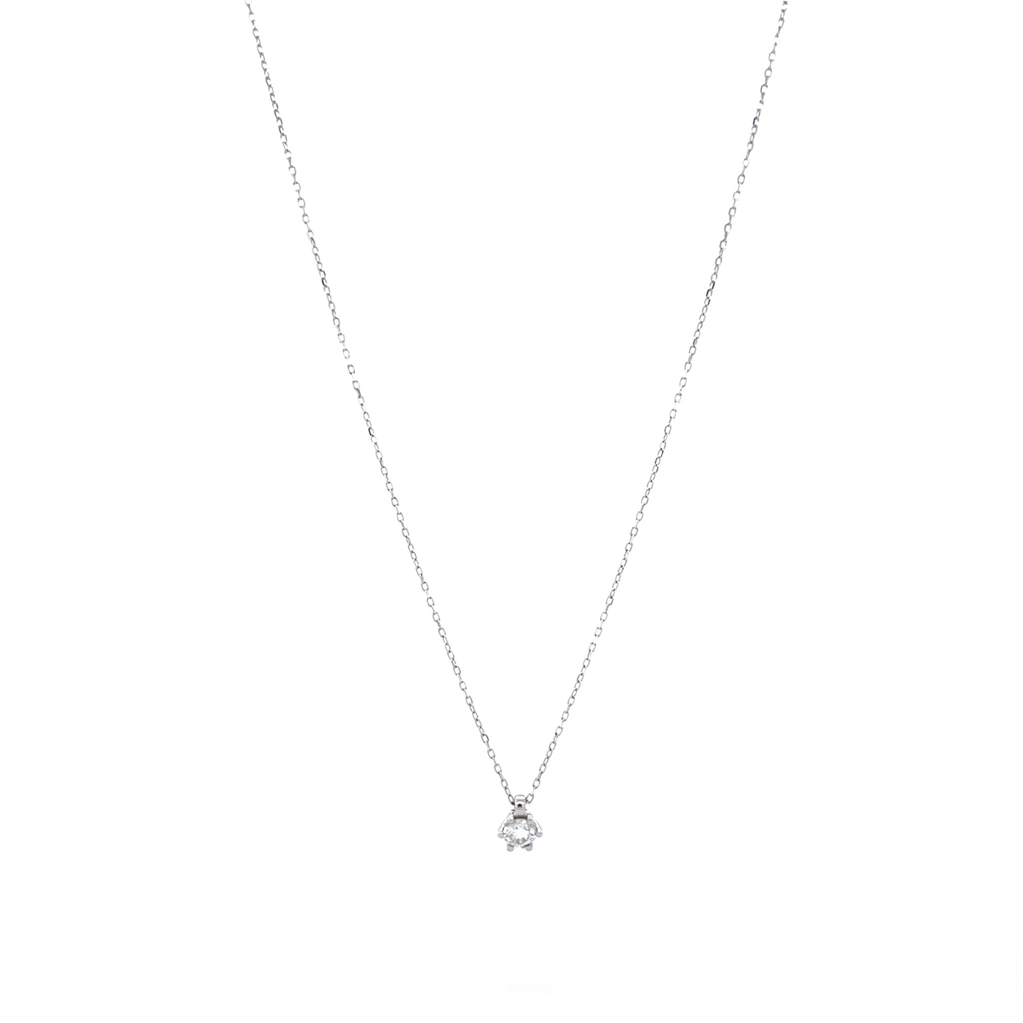 White gold solitaire necklace with diamond 14 kt