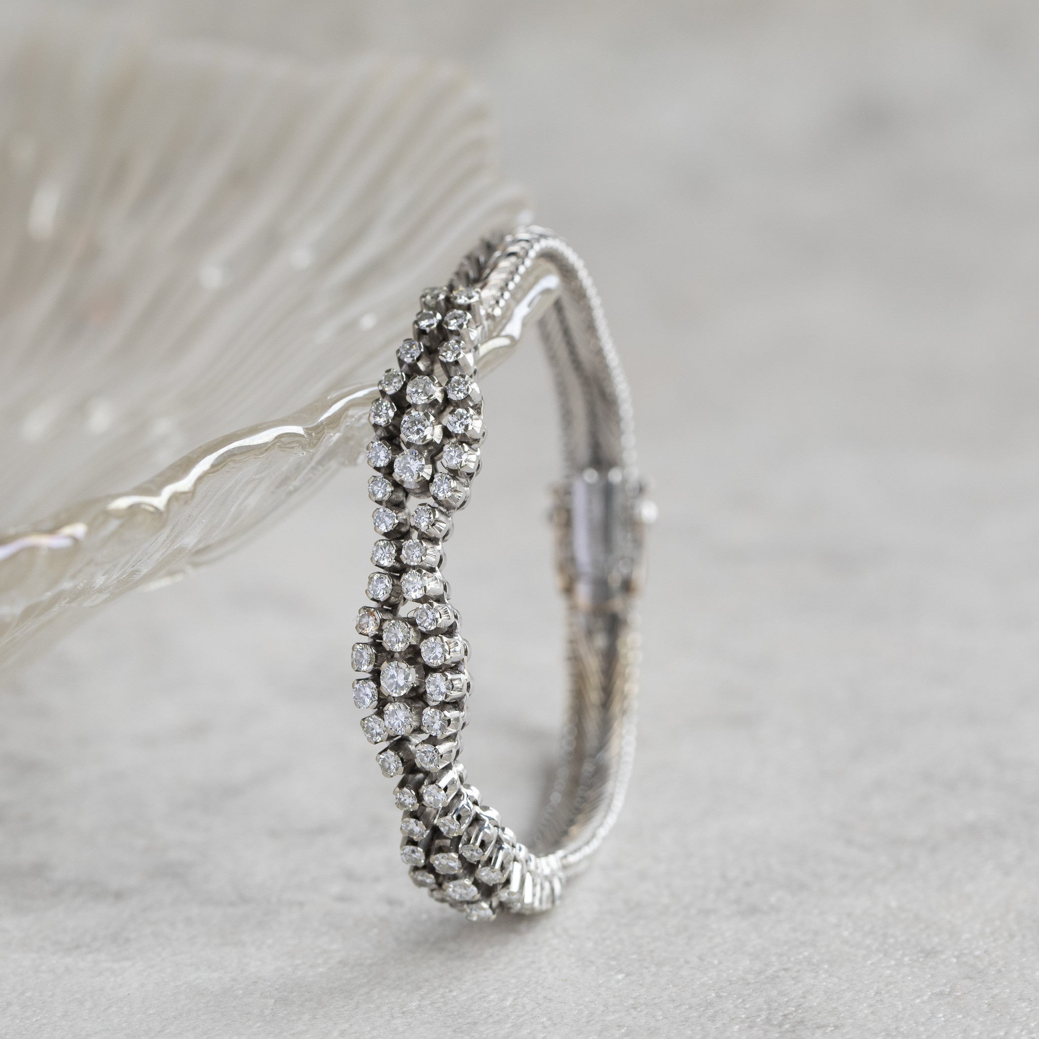 White gold bracelet with diamond 18 cm 18 kt