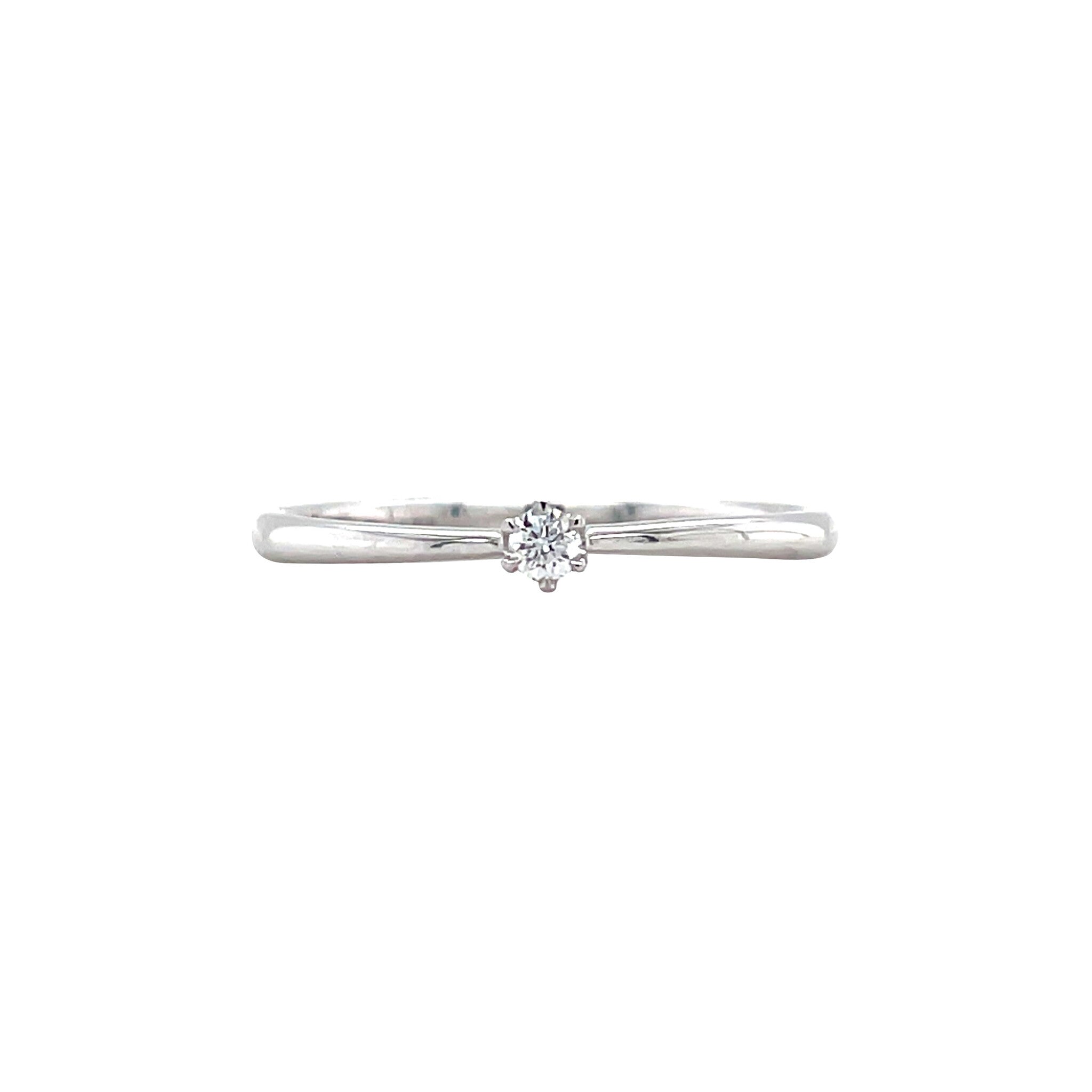 White gold solitaire ring with diamond 14 kt