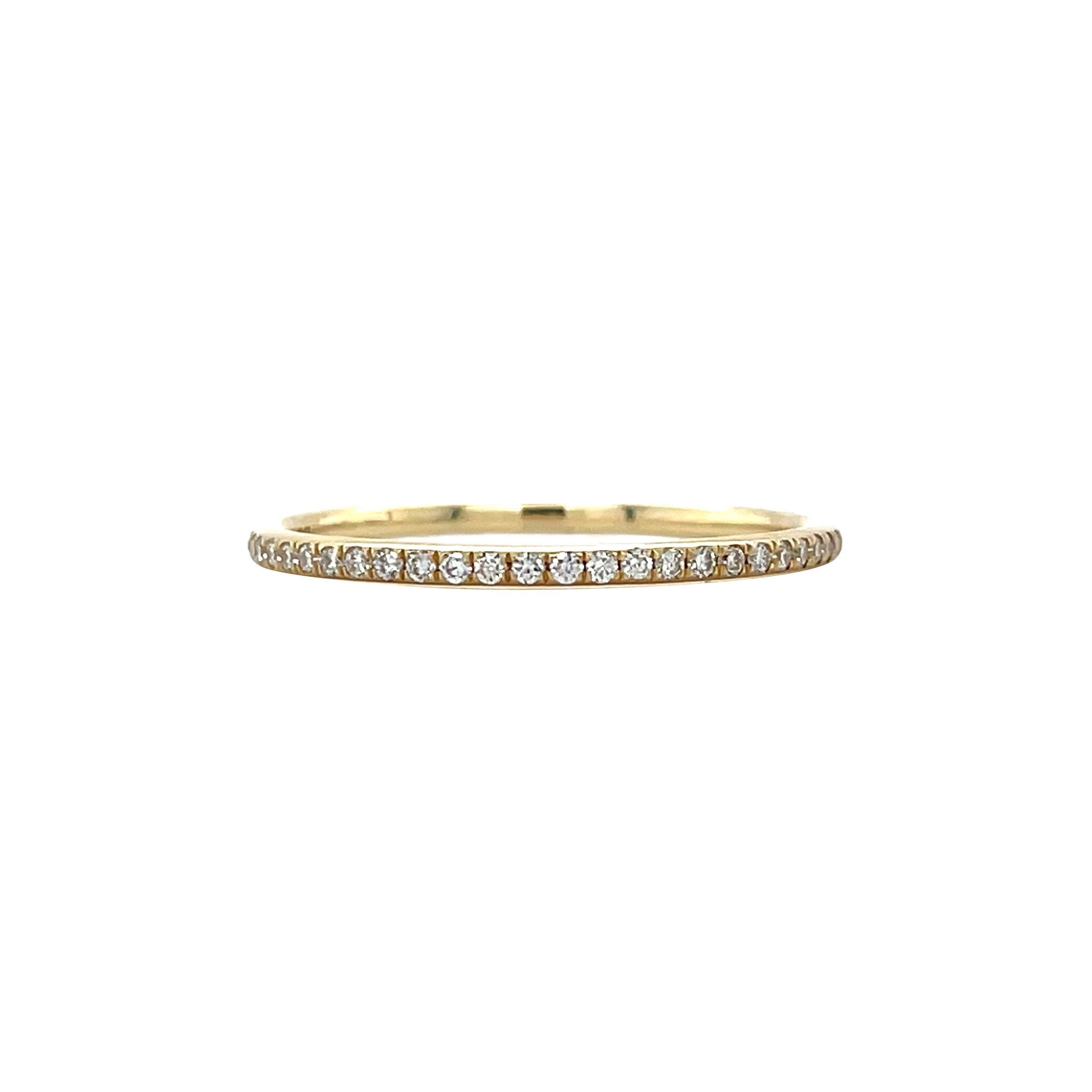 Gold row ring with diamond 14 kt