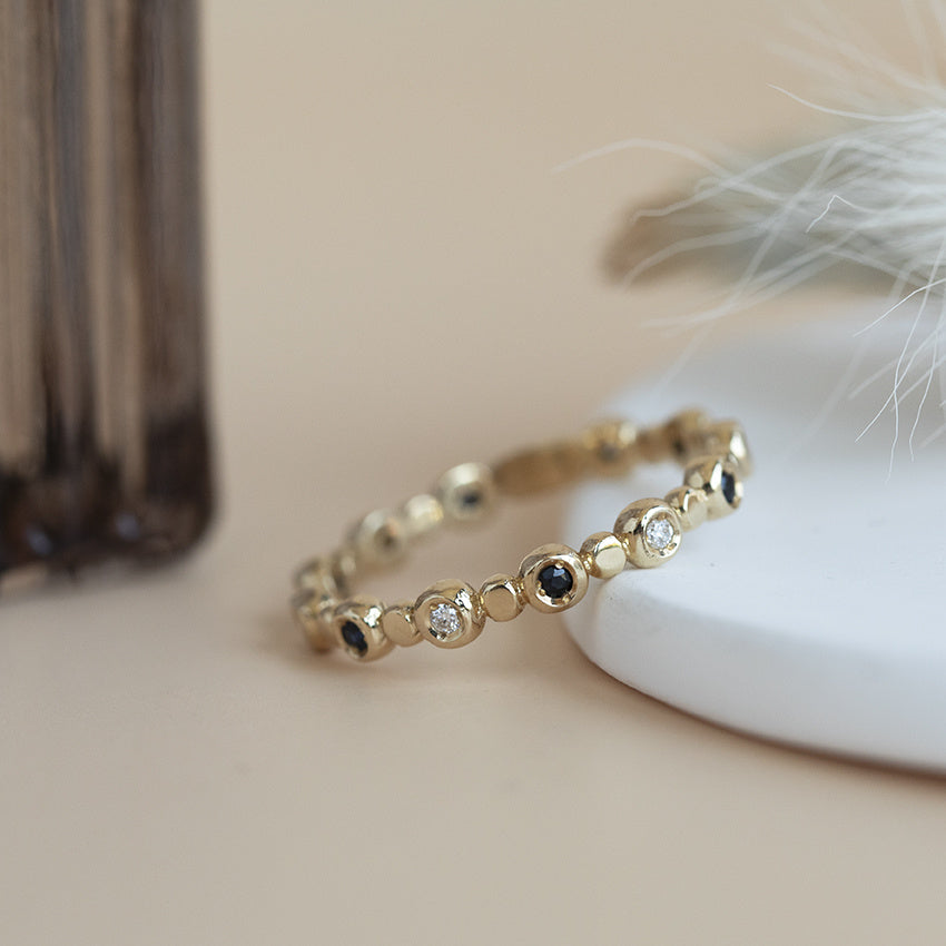 Gold ring with sapphire and diamond 14 kt* new