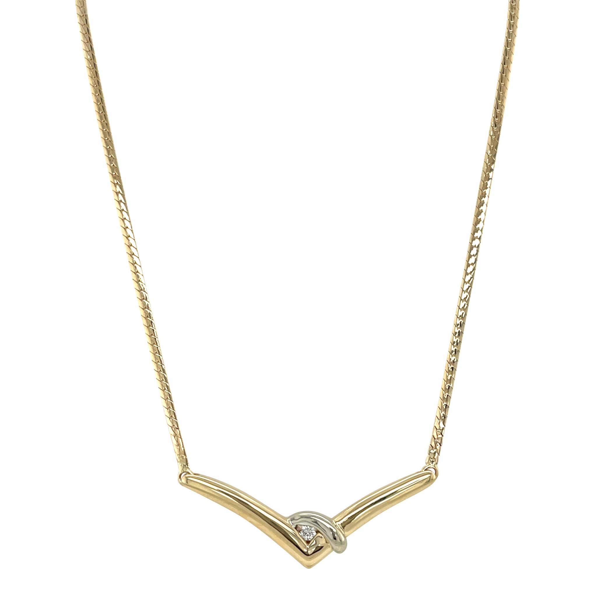 Gold choker with diamond 43 cm 14 karat
