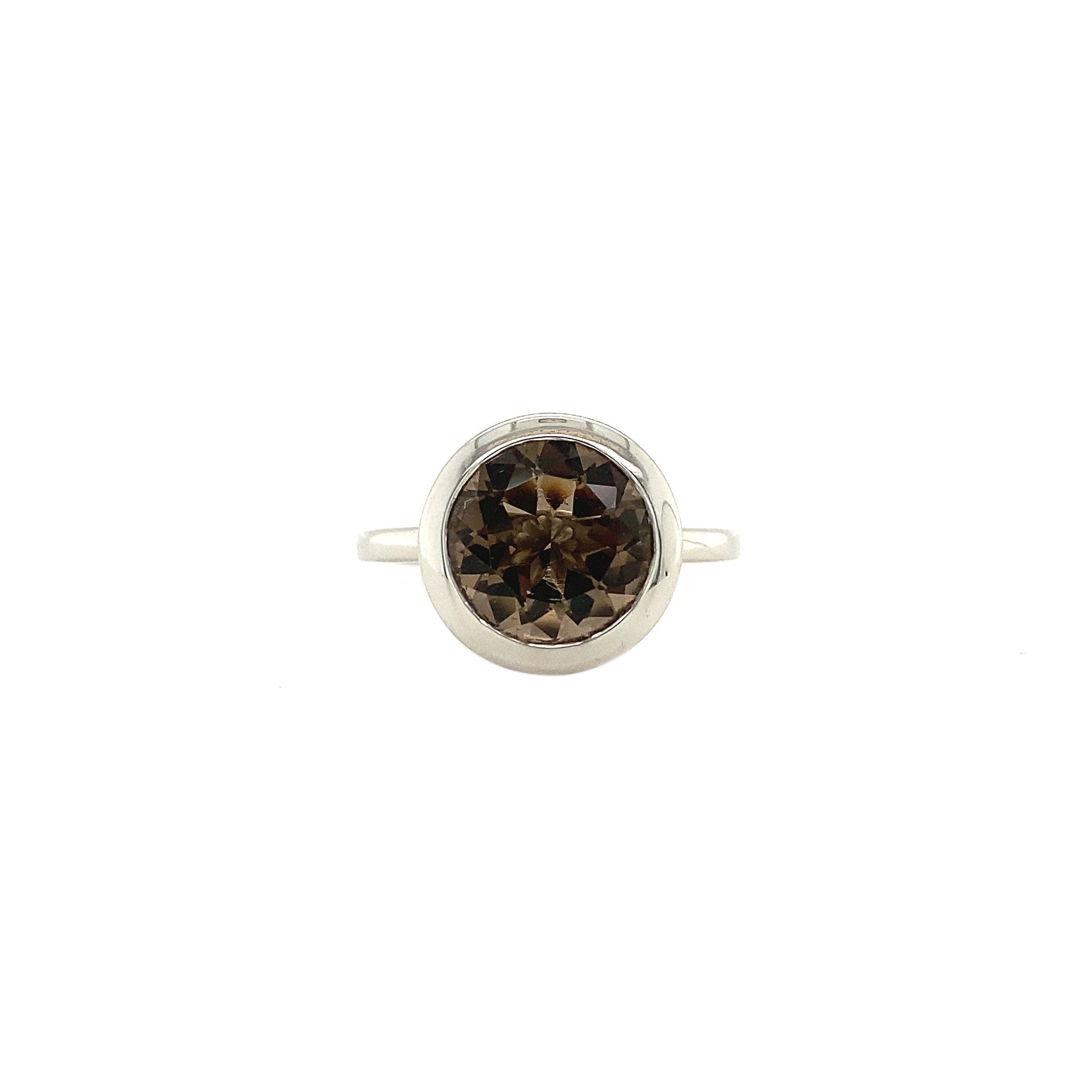 White gold ring with smoky quartz 18 kt