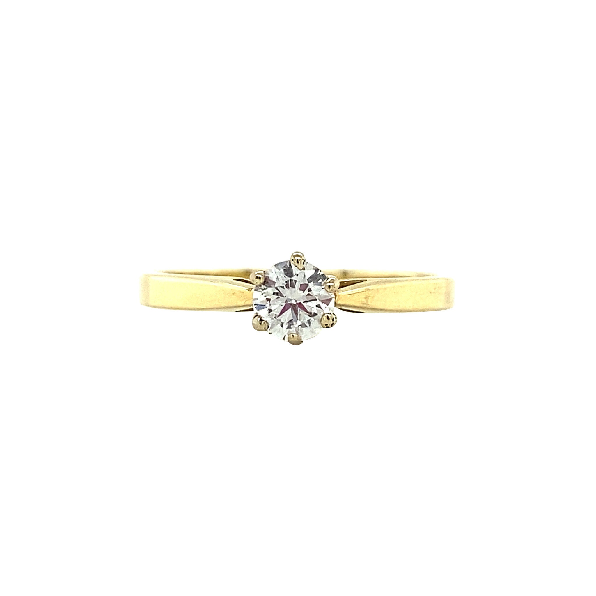 Golden solitaire ring with diamond 14 kt* new