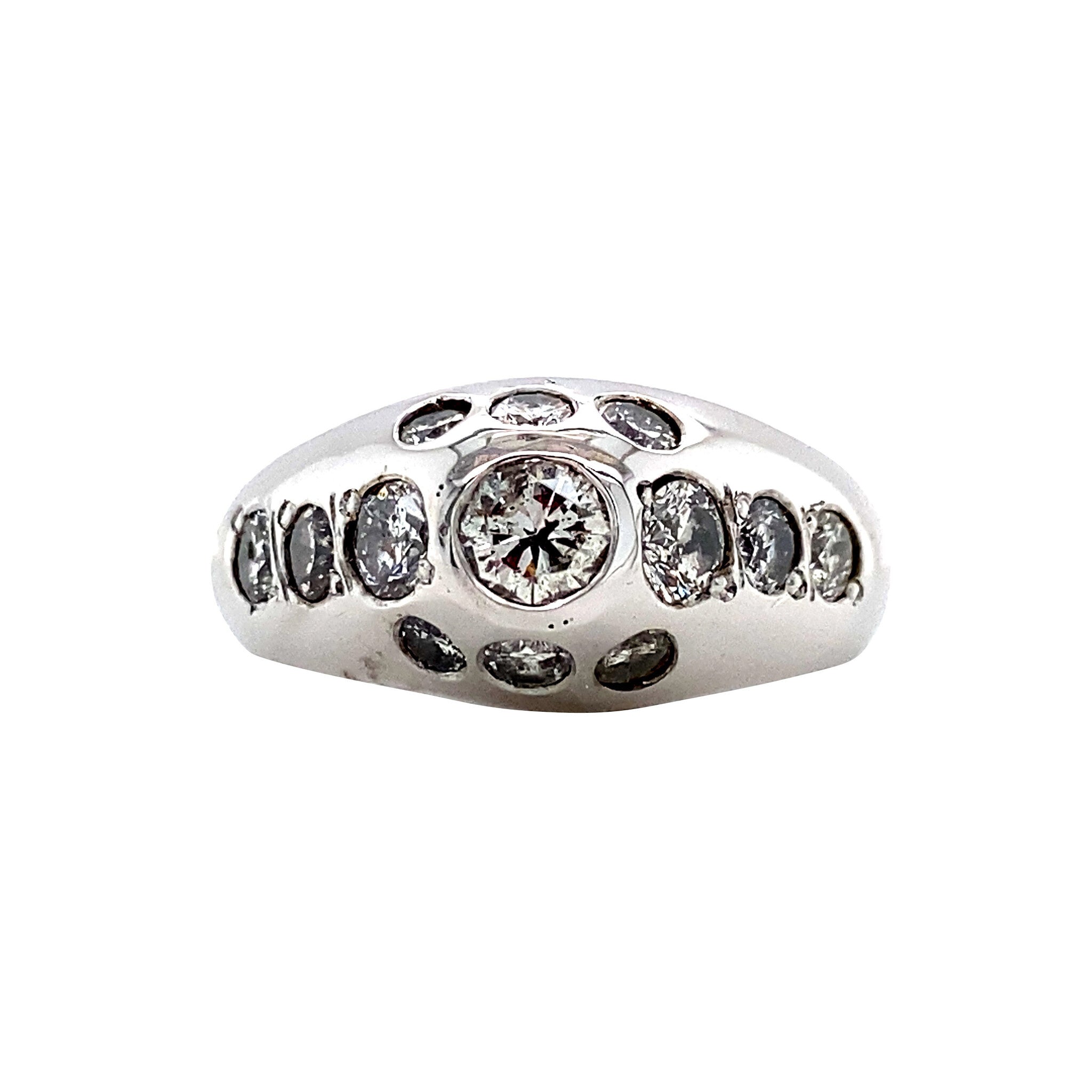 White gold ring with diamond 18 kt