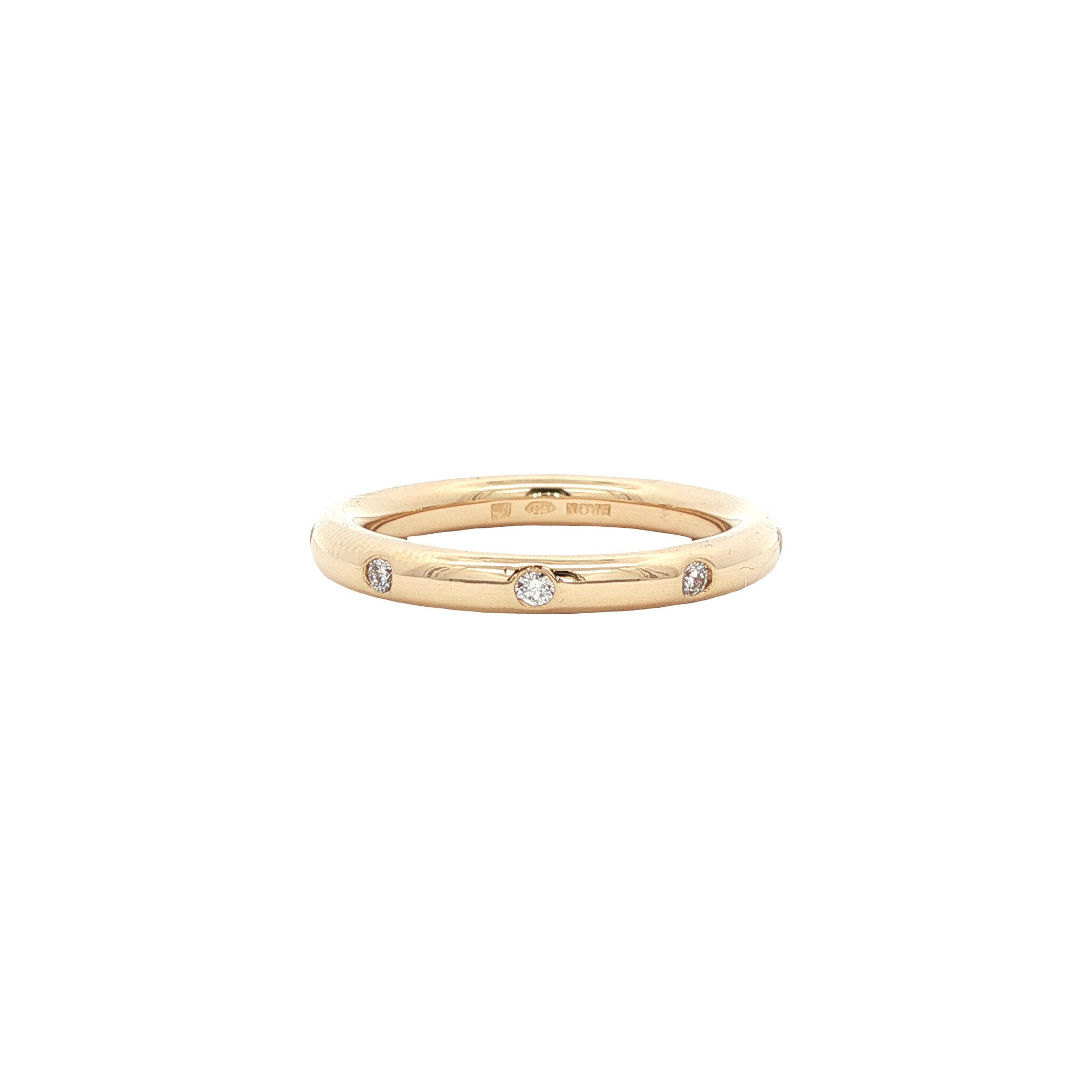 Golden stax ring with diamond from Bron Jewelry 18 karat