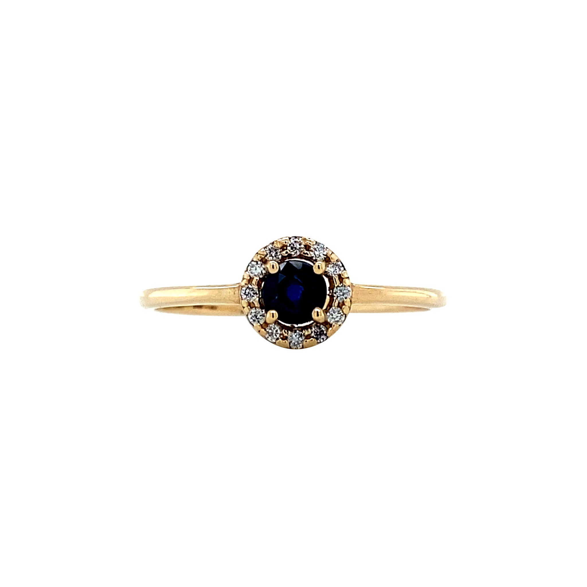 Gold entourage ring with sapphire and diamond 14 karat* new