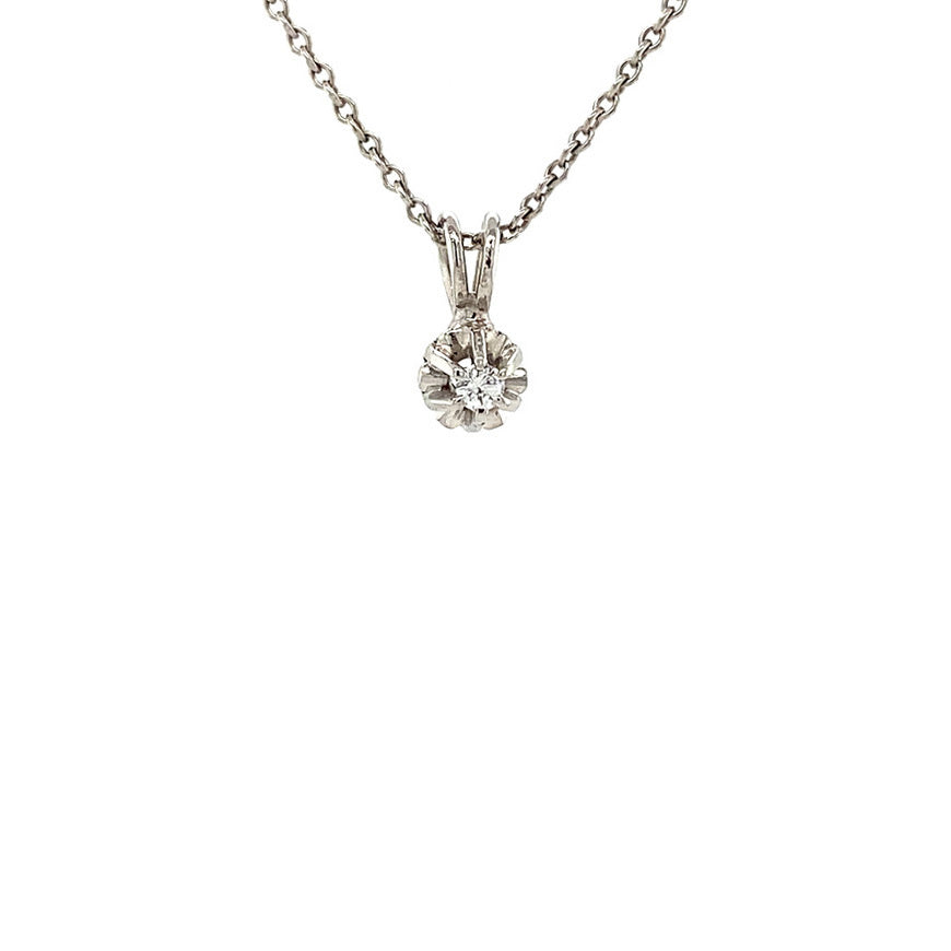 White gold solitaire pendant with diamond 14 kt