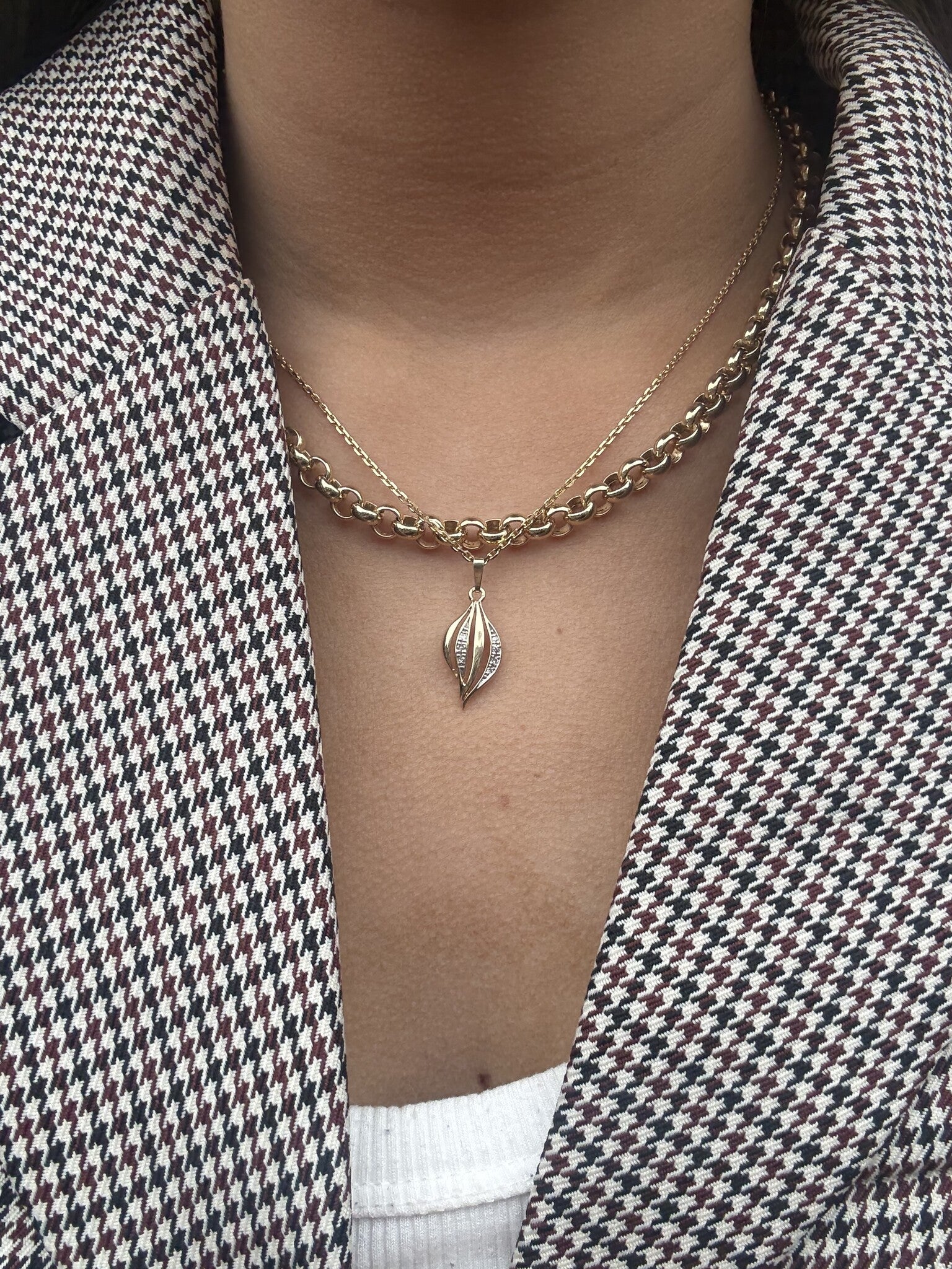 Gold jasseron necklace 45 cm 14 karat