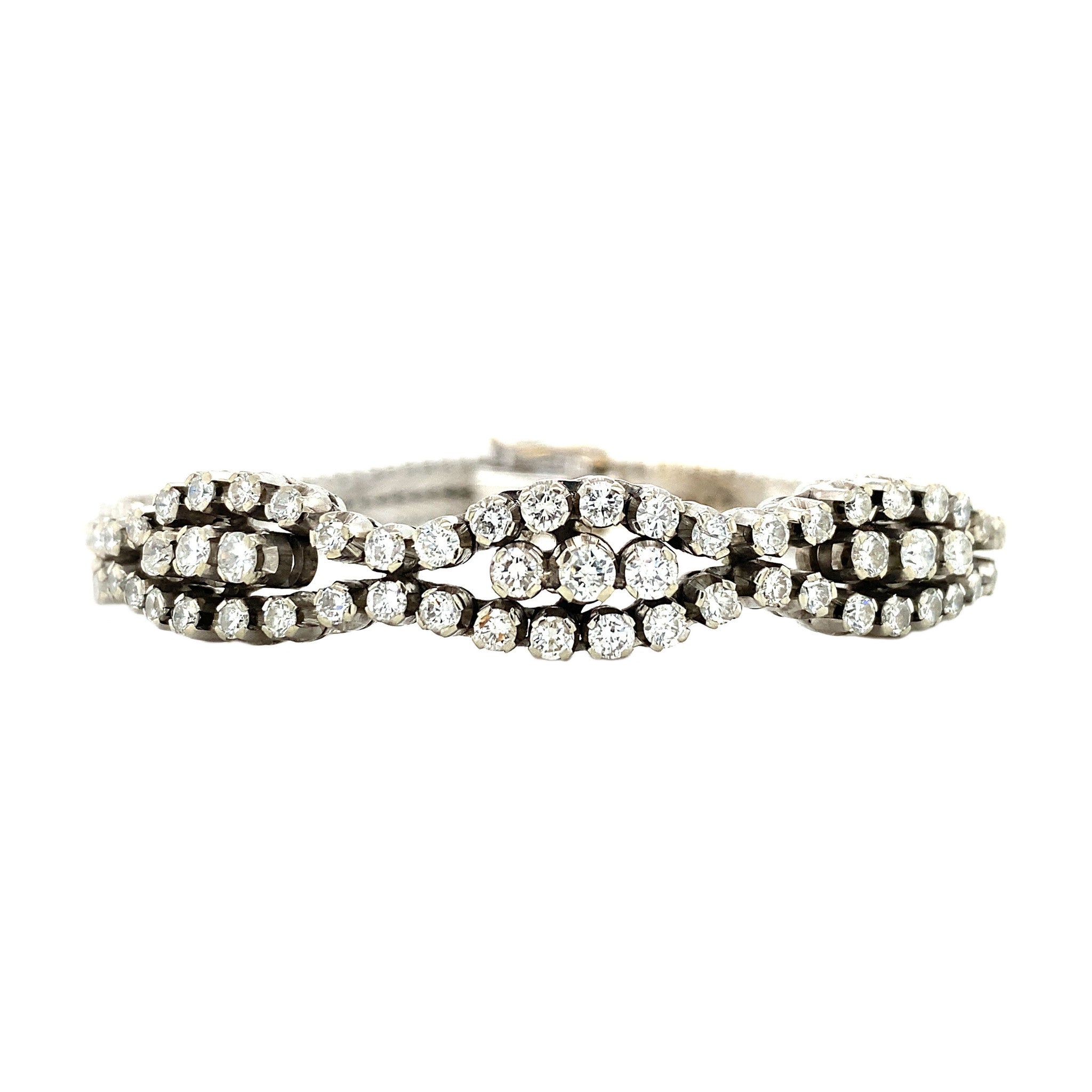 White gold bracelet with diamond 18 cm 18 kt