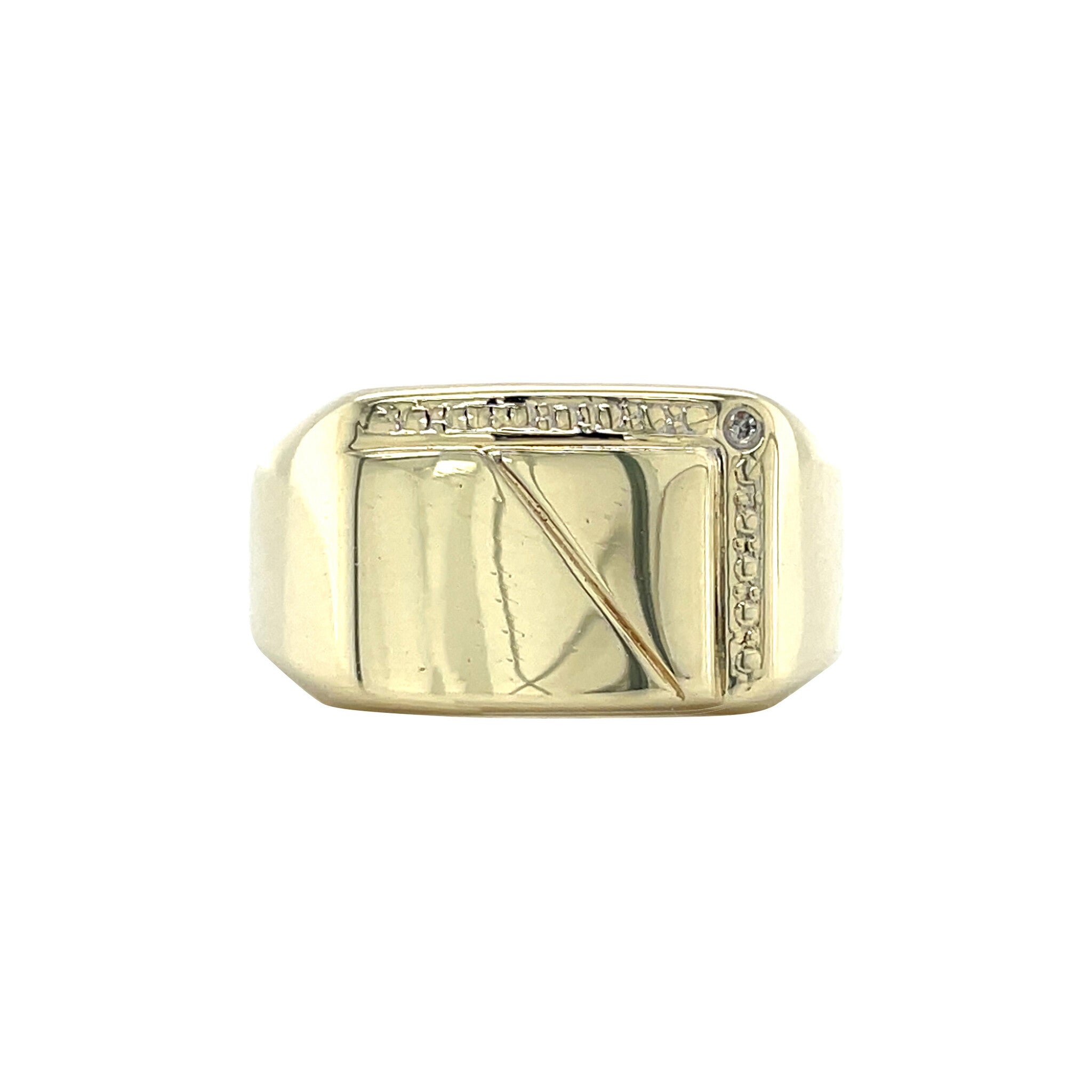 Gold signet ring with diamond 14 karat