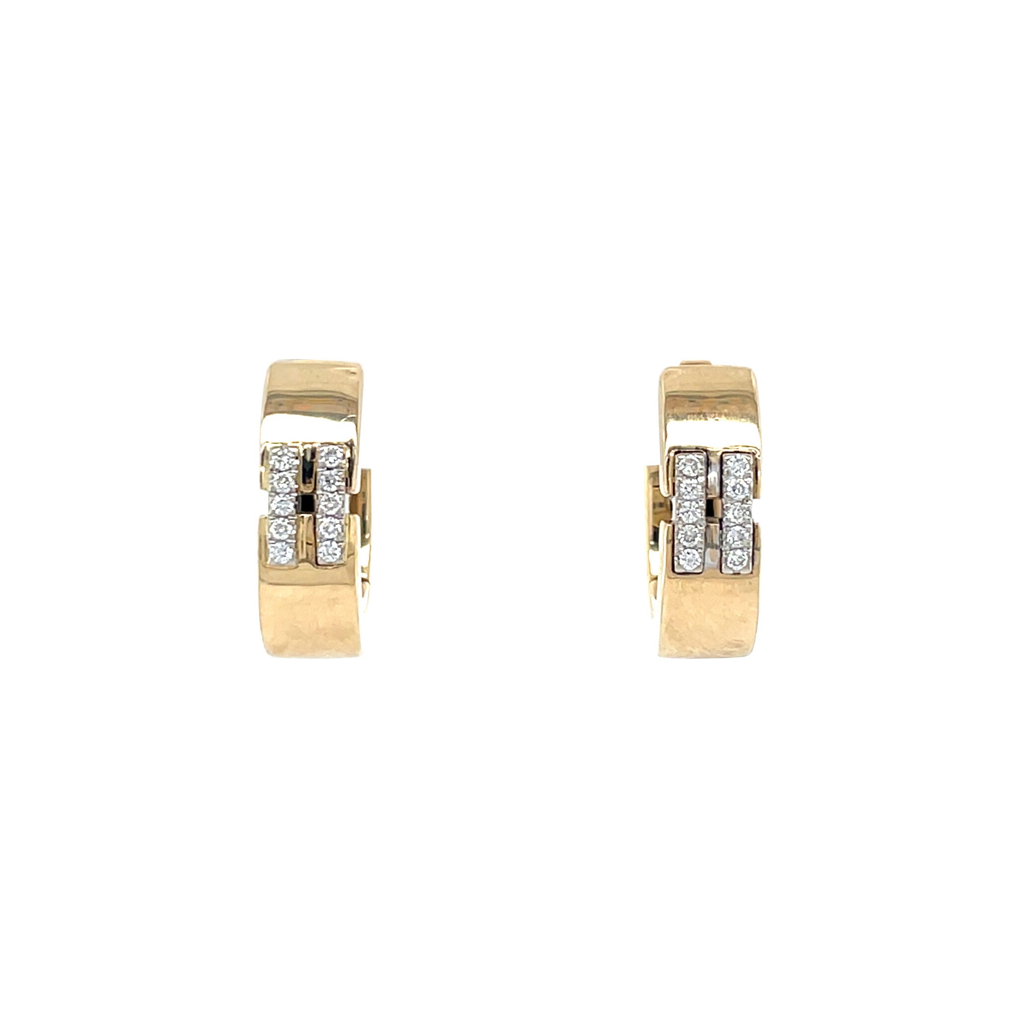Gold hinged hoop earrings with diamond 14 karat