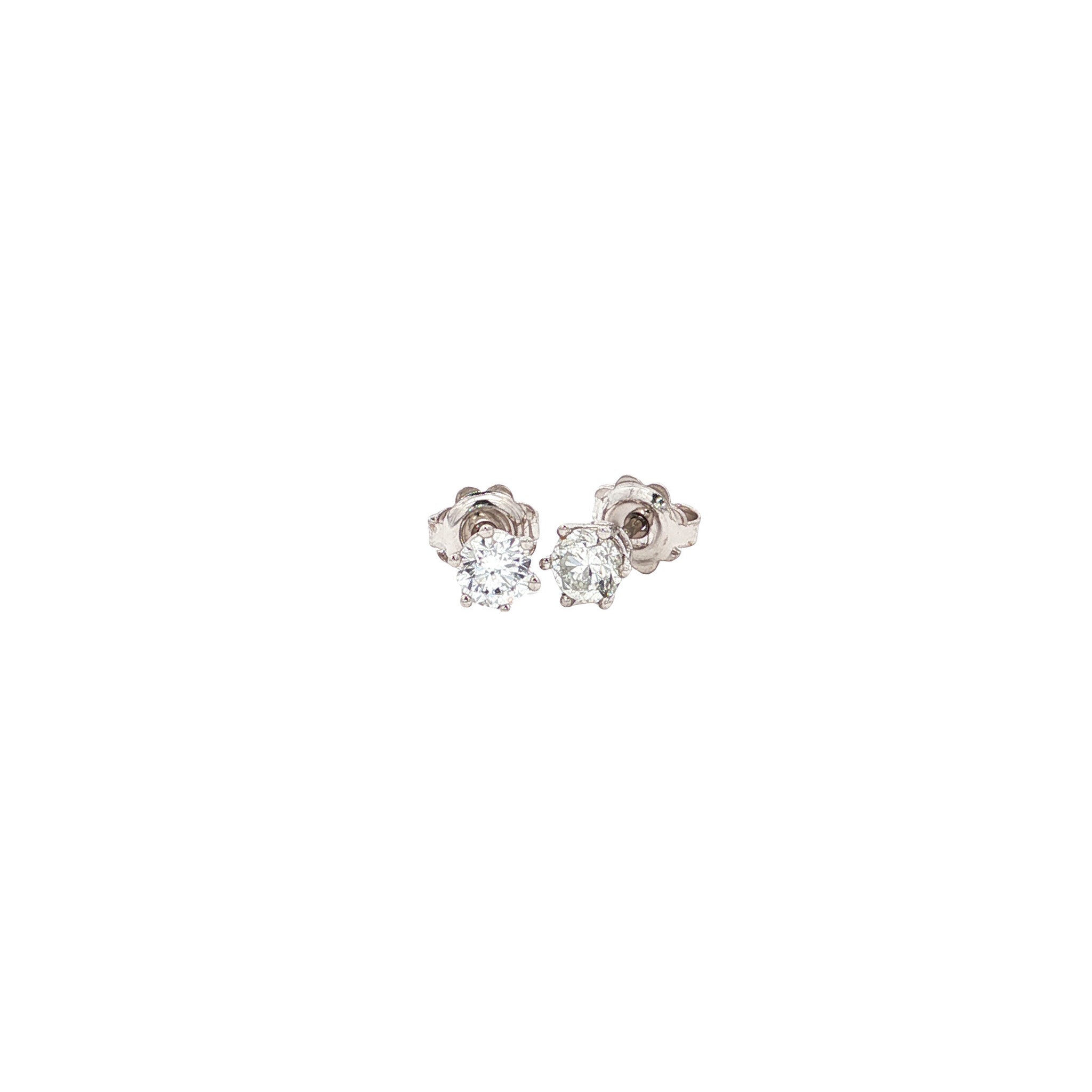 White gold solitaire stud earrings with diamond 14 karat* new