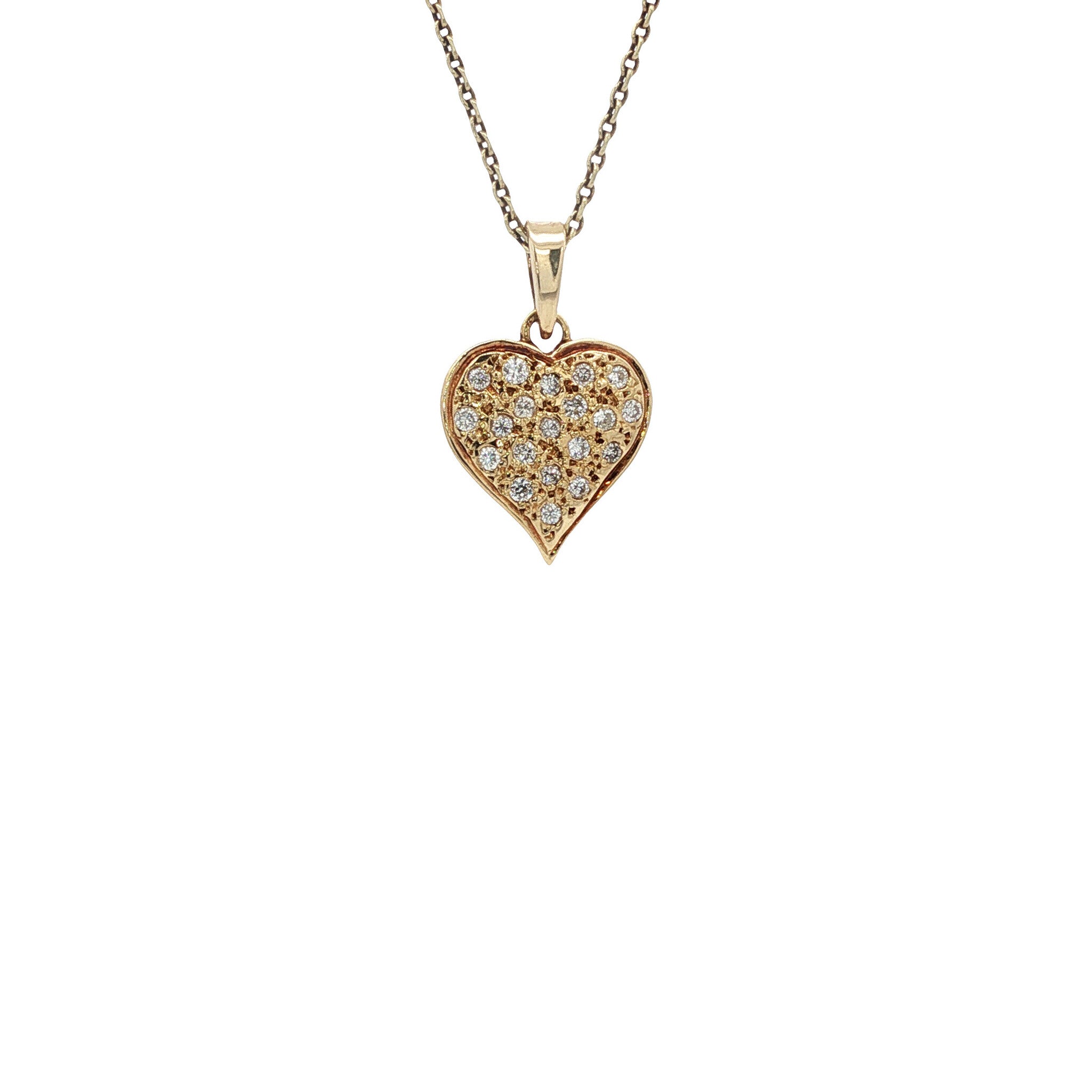 Golden heart pendant with diamond 14 karat
