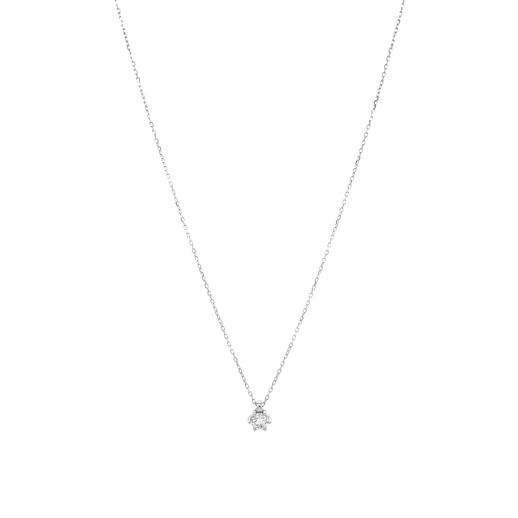 White gold solitaire necklace with diamond 14 kt