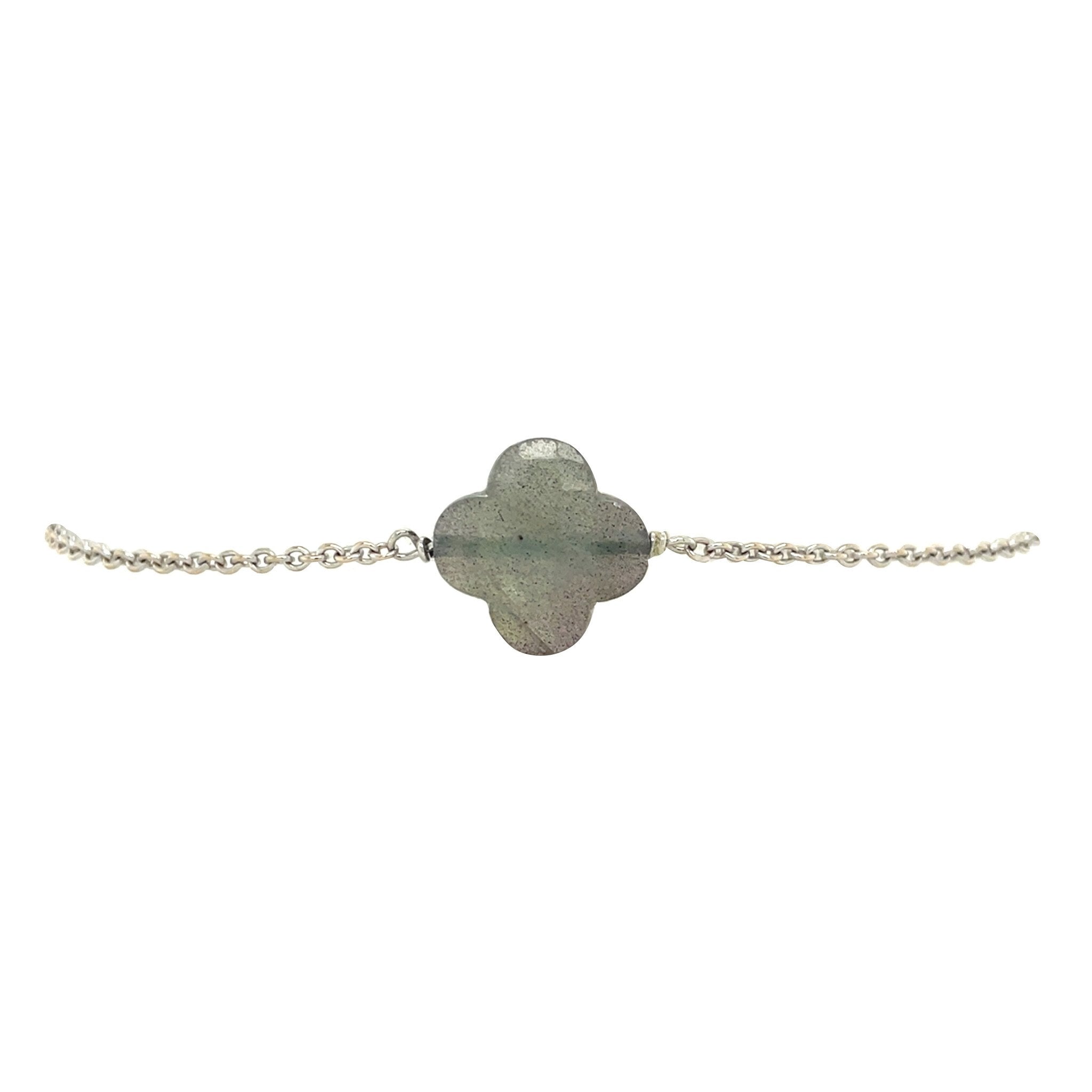 White gold bracelet labradorite 20.5 cm 18 karat