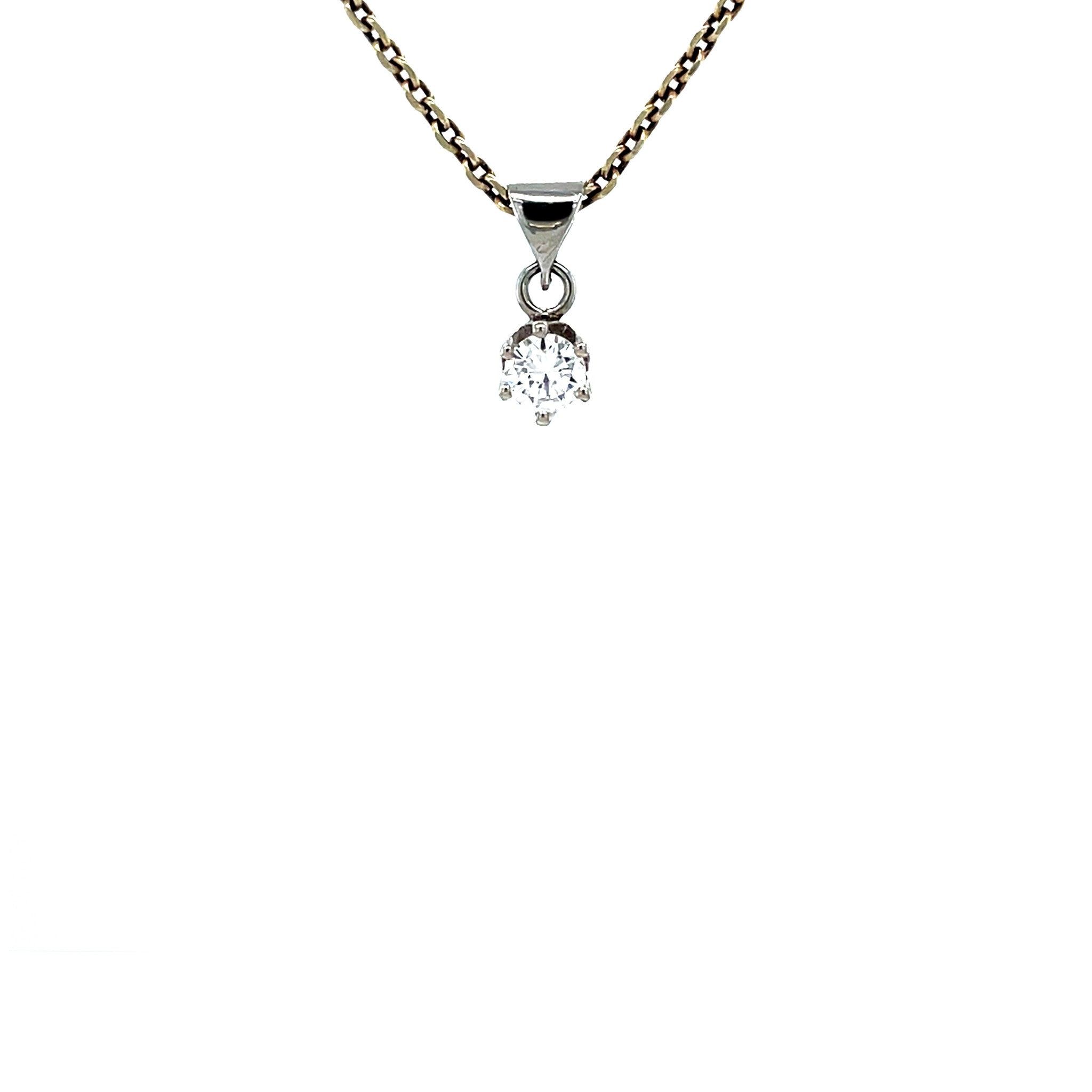 White gold solitaire pendant with diamond 14 karat