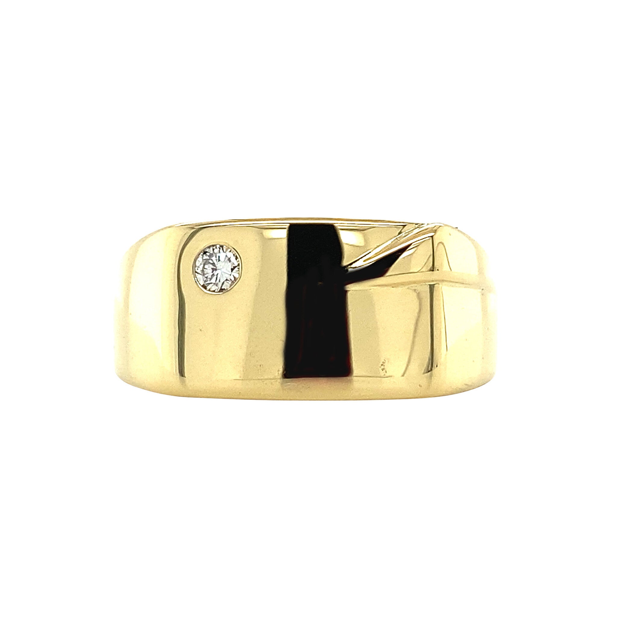 Gold men's ring with diamond 18 karat