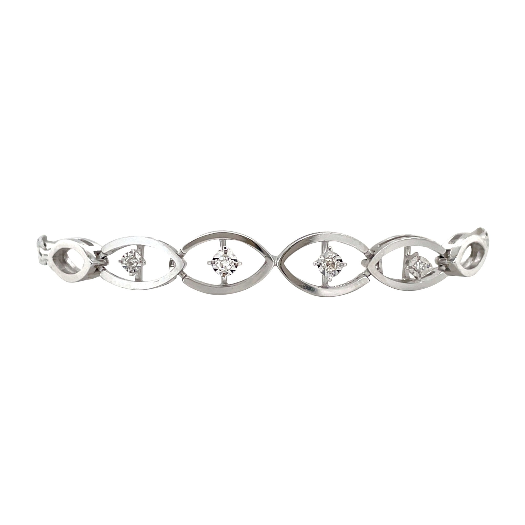 White gold bracelet with diamond 14 karat