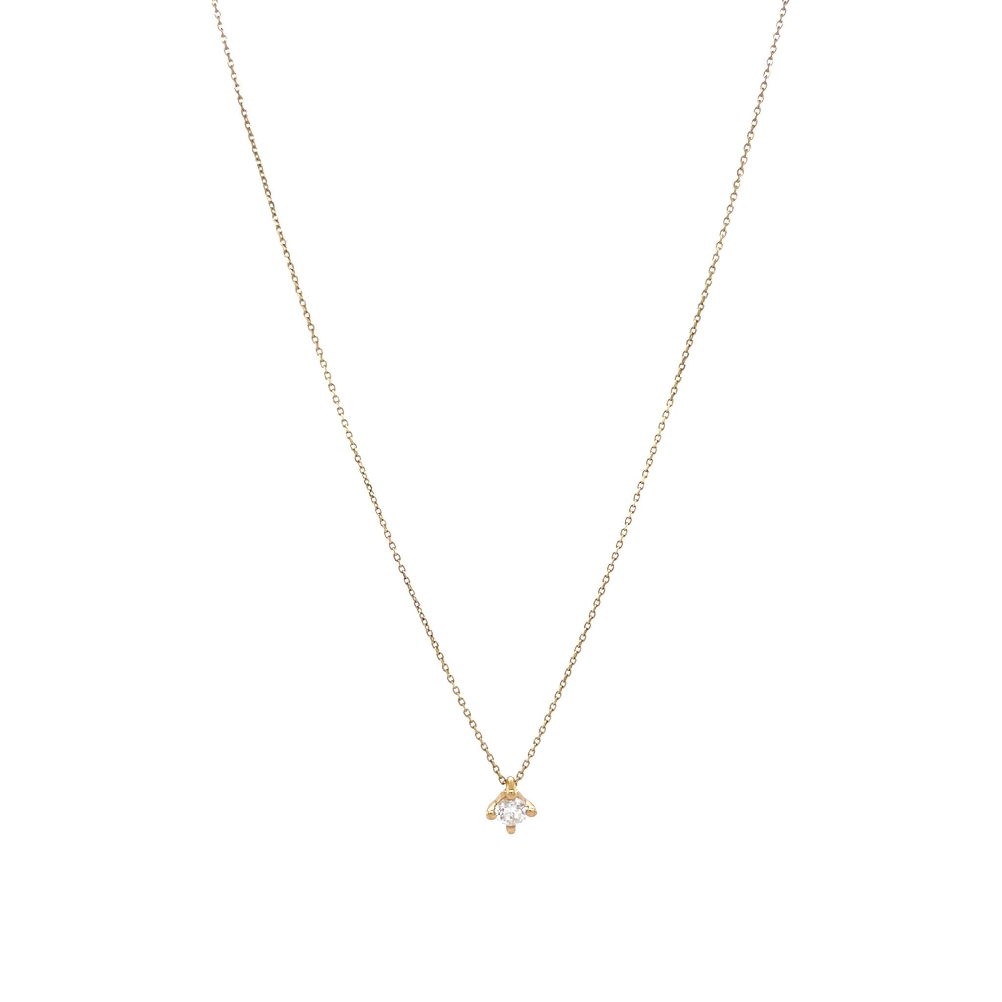 Yellow gold solitaire necklace with diamond 14 kt
