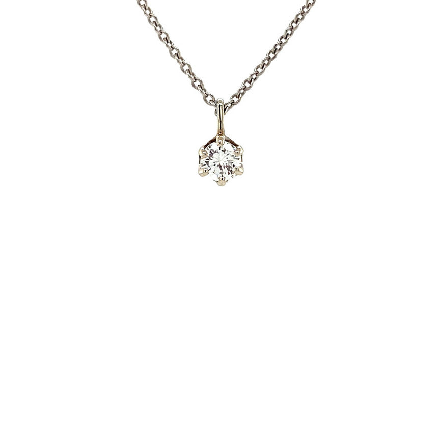 White gold solitaire pendant with diamond 14 kt