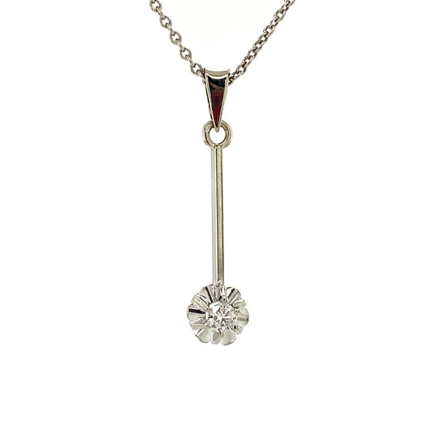 White gold pendant with diamond 14 kt