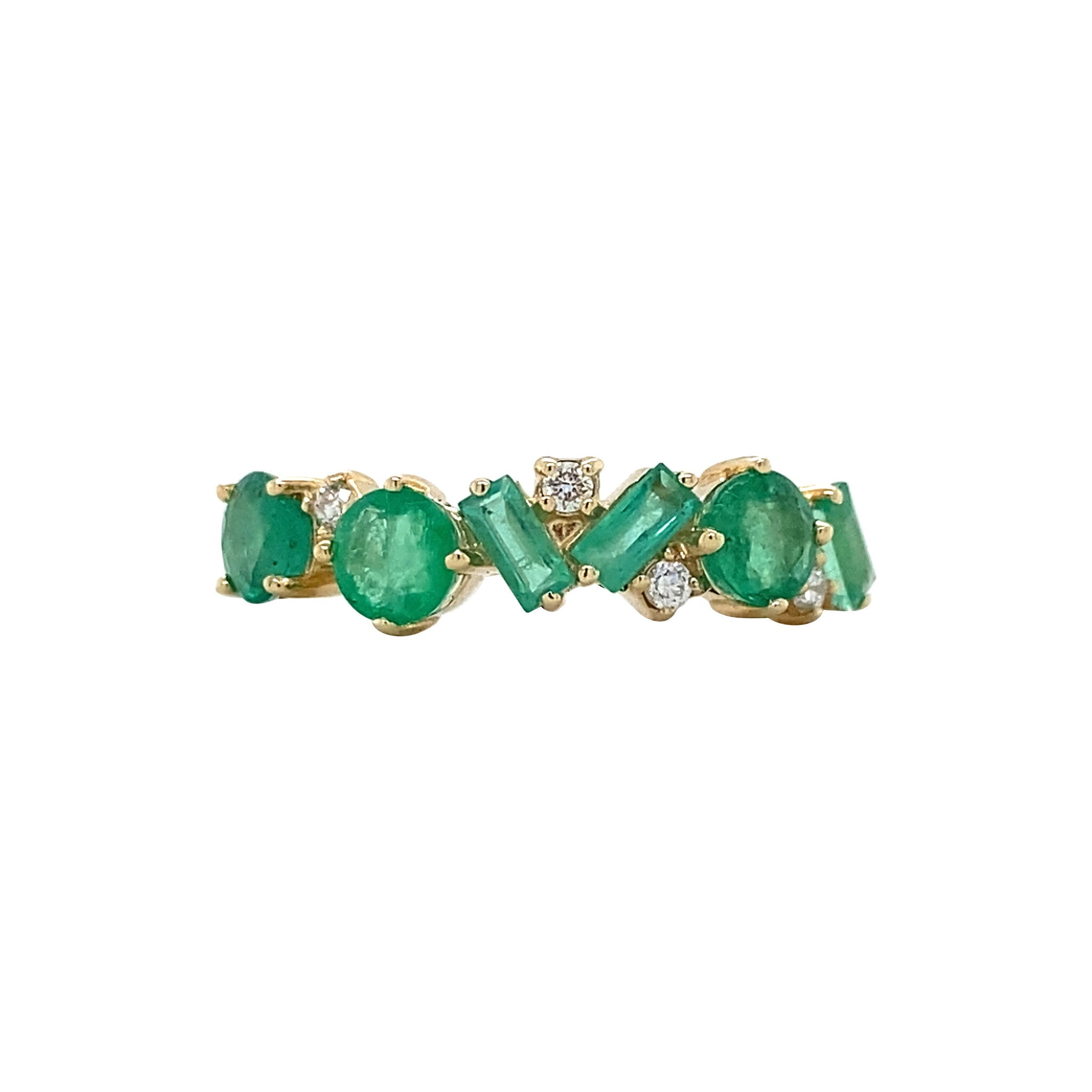 Gold ring with emerald and diamond 14 kt* new