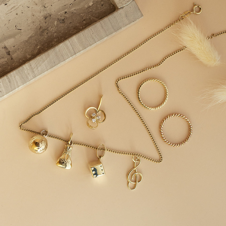 Gold pendant money bag 14 karat